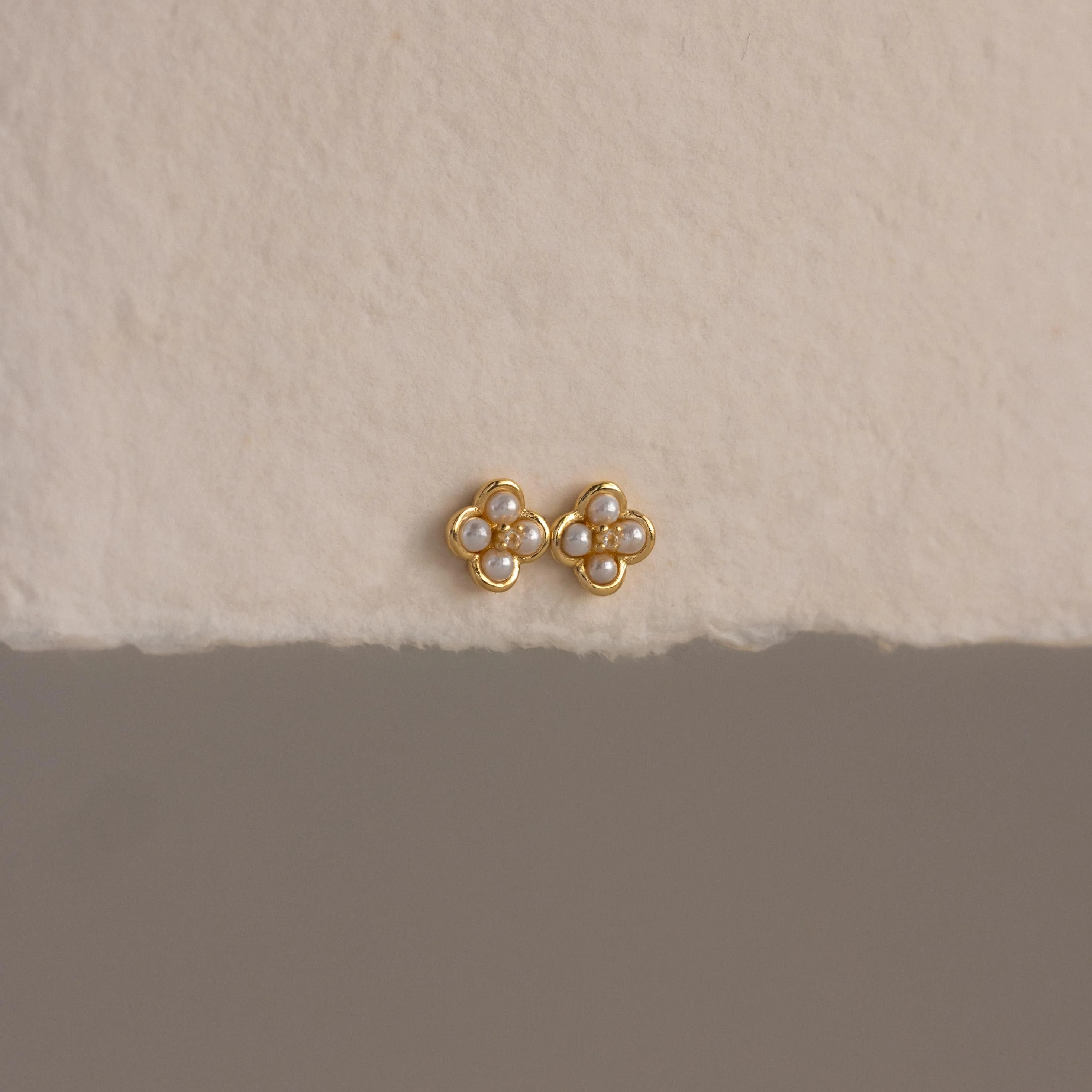 Rounded Pearl Flower Studs