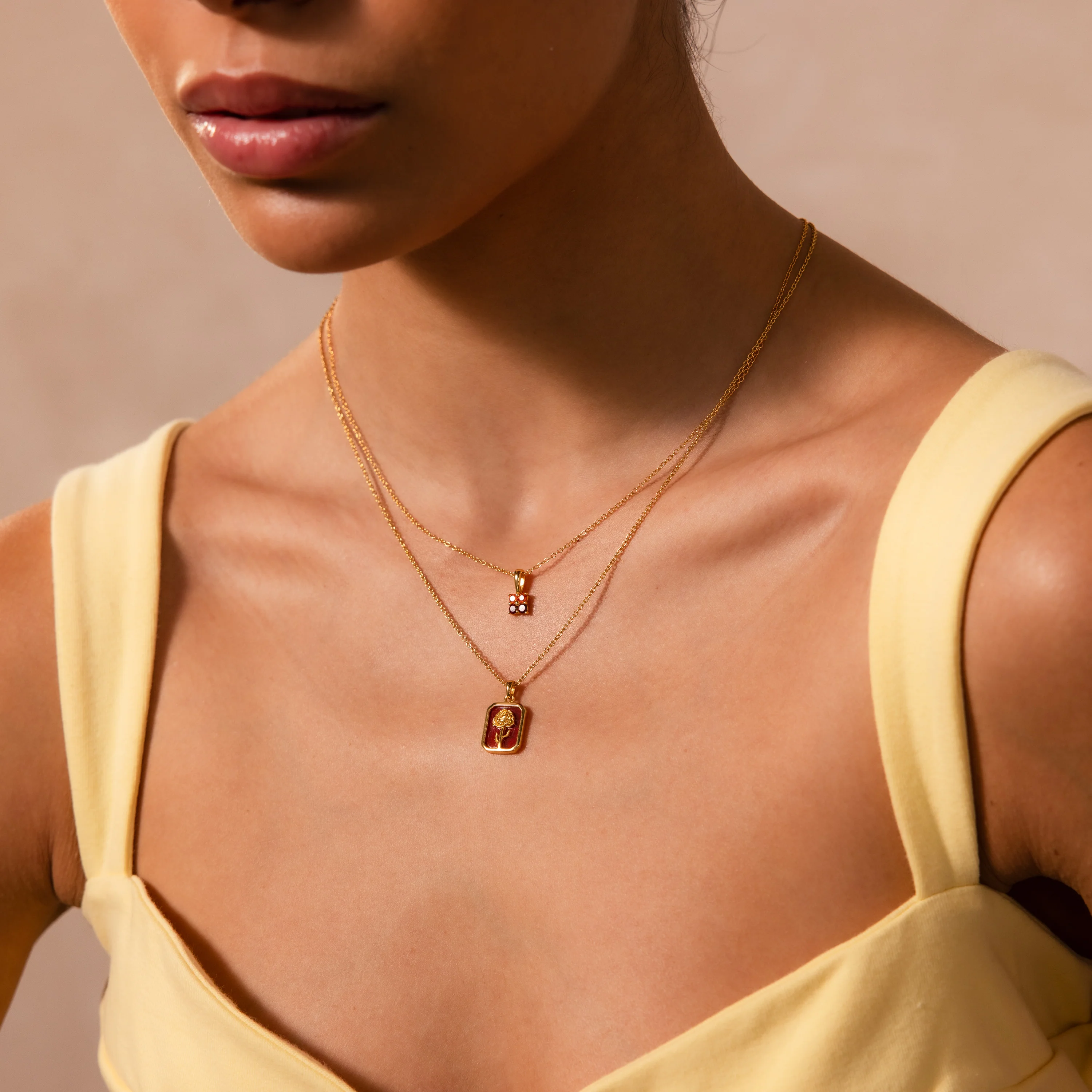 Ruby Birth Flower Charm Necklace - Image 4