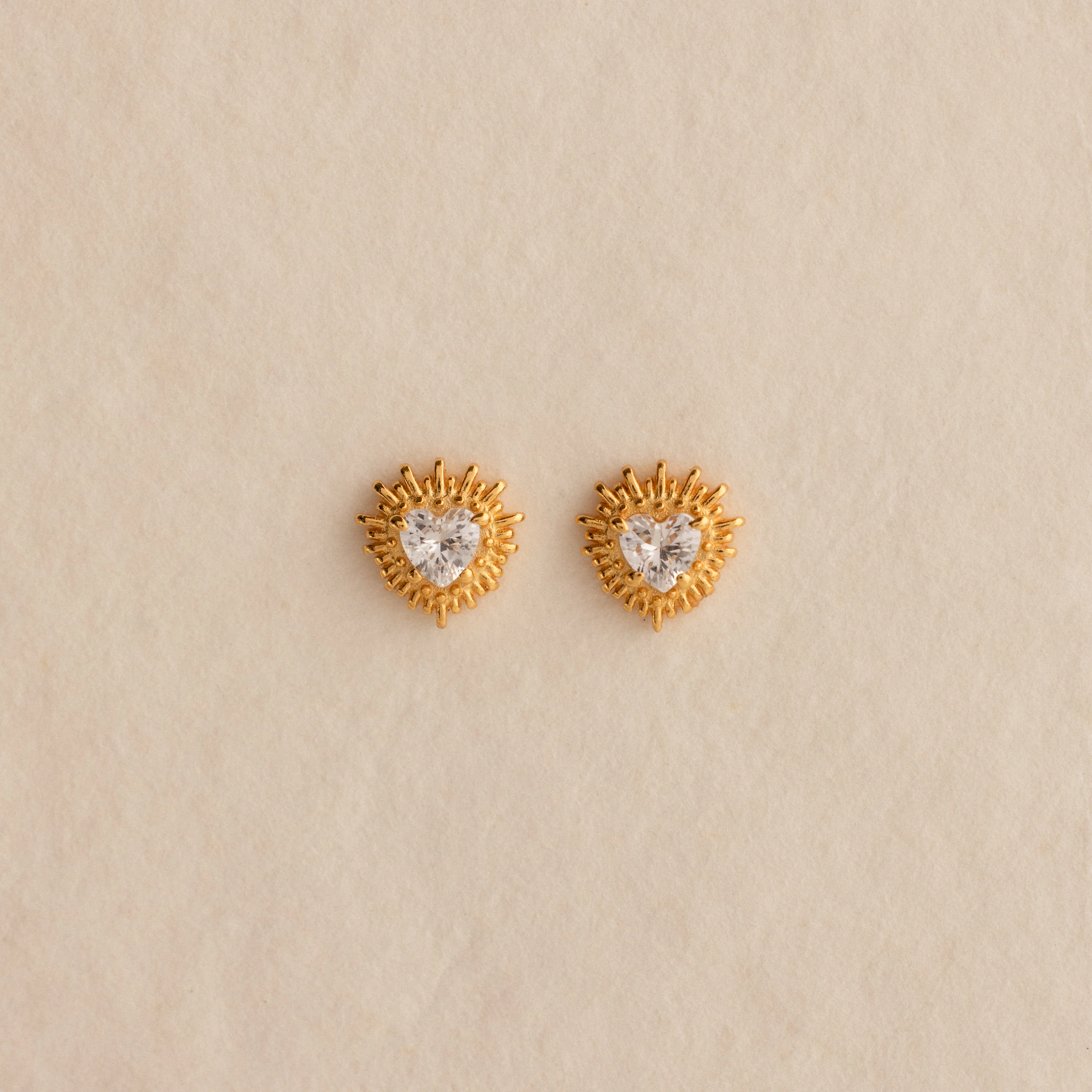Sacred Heart Flatback Studs in 18K Gold - Image 7