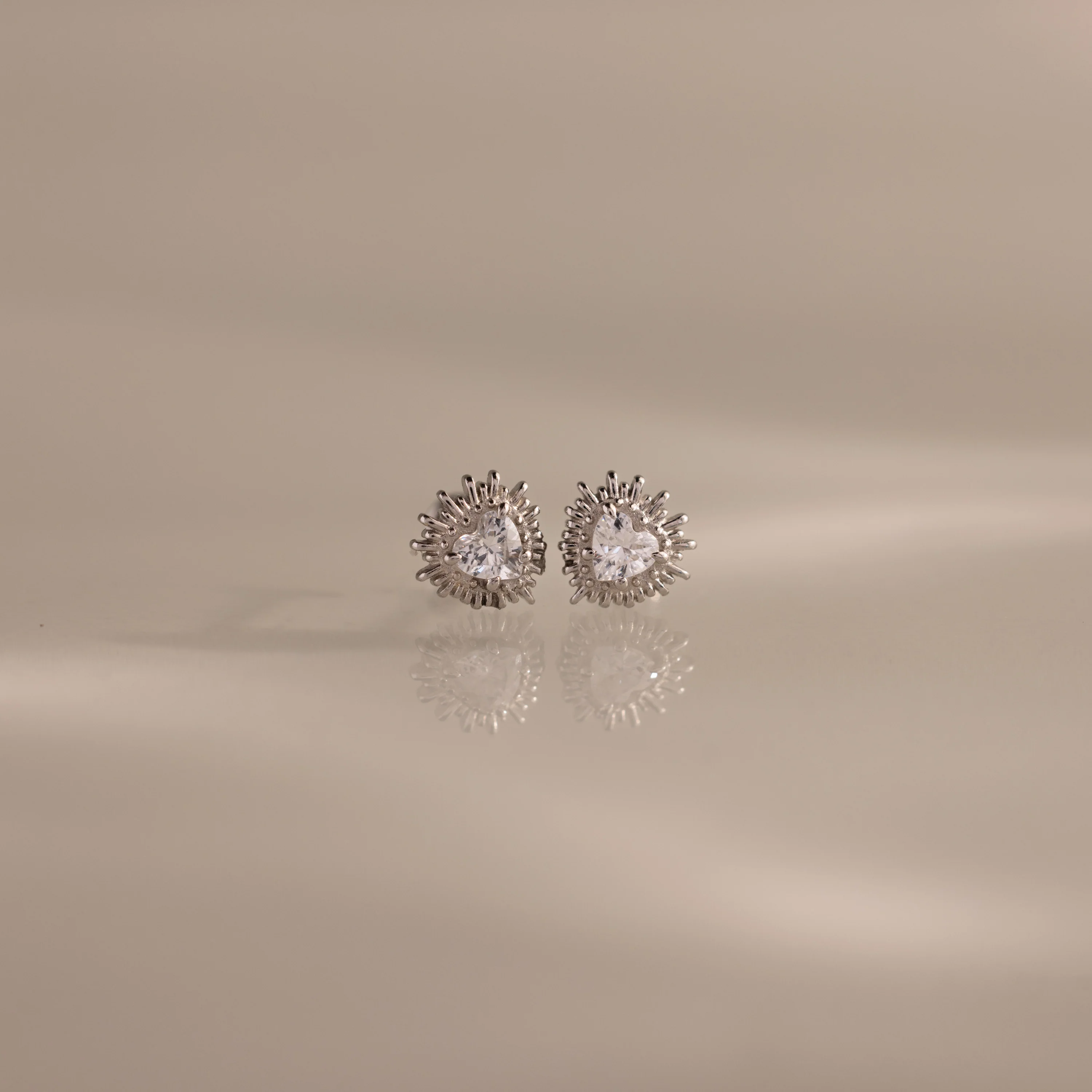 Sacred Heart Flatback Studs in Silver