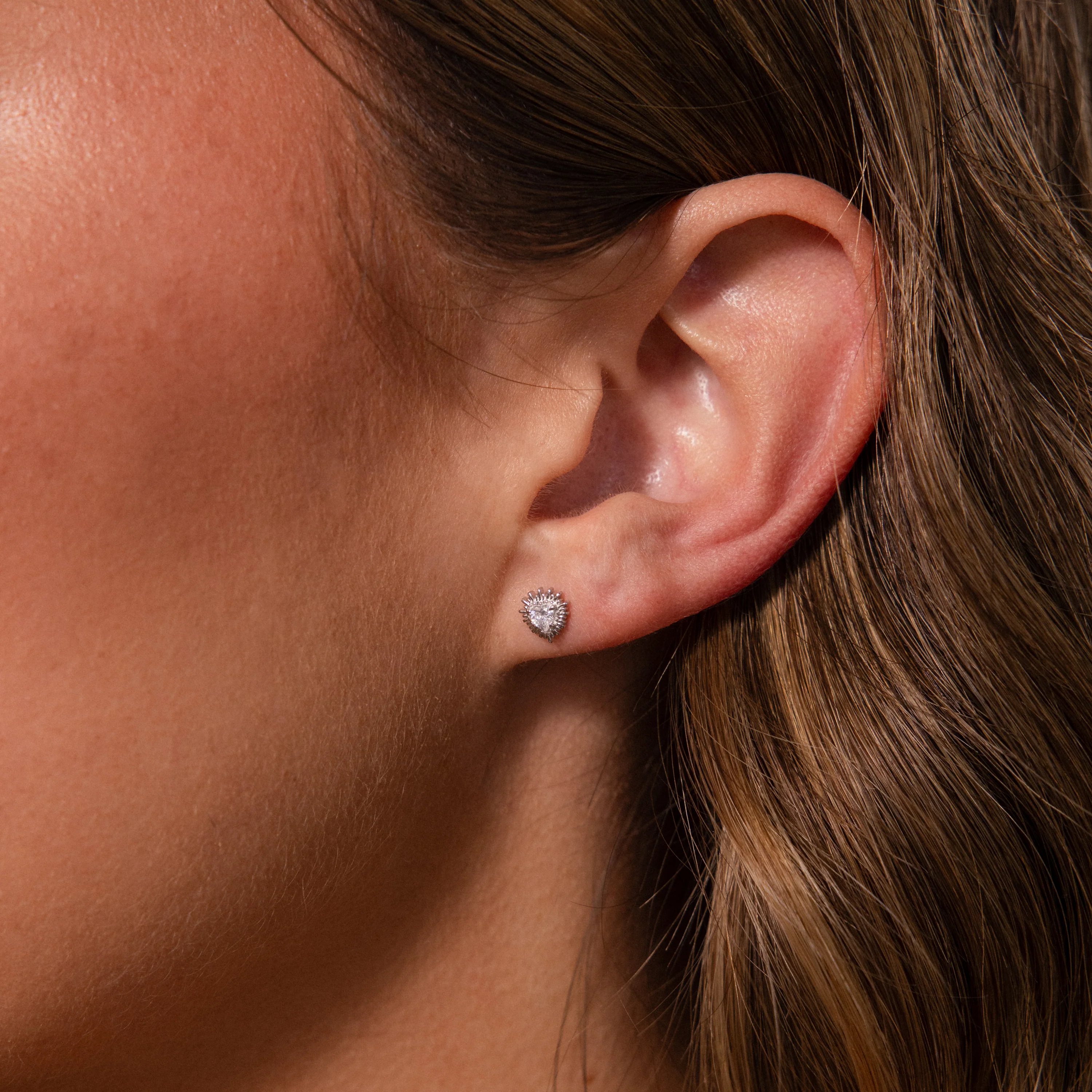 Sacred Heart Flatback Studs in Silver - Image 2
