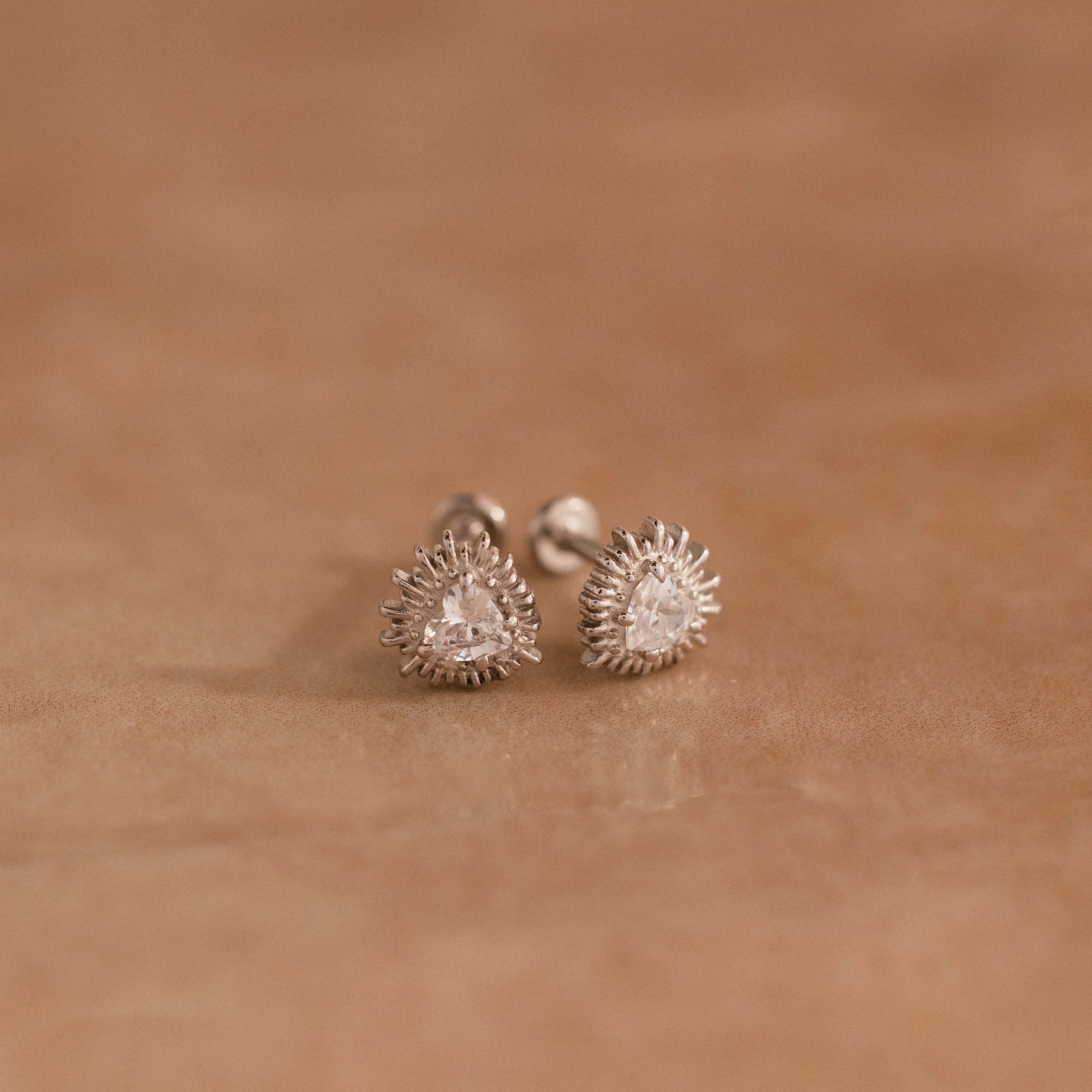 Sacred Heart Flatback Studs in Silver - Image 3