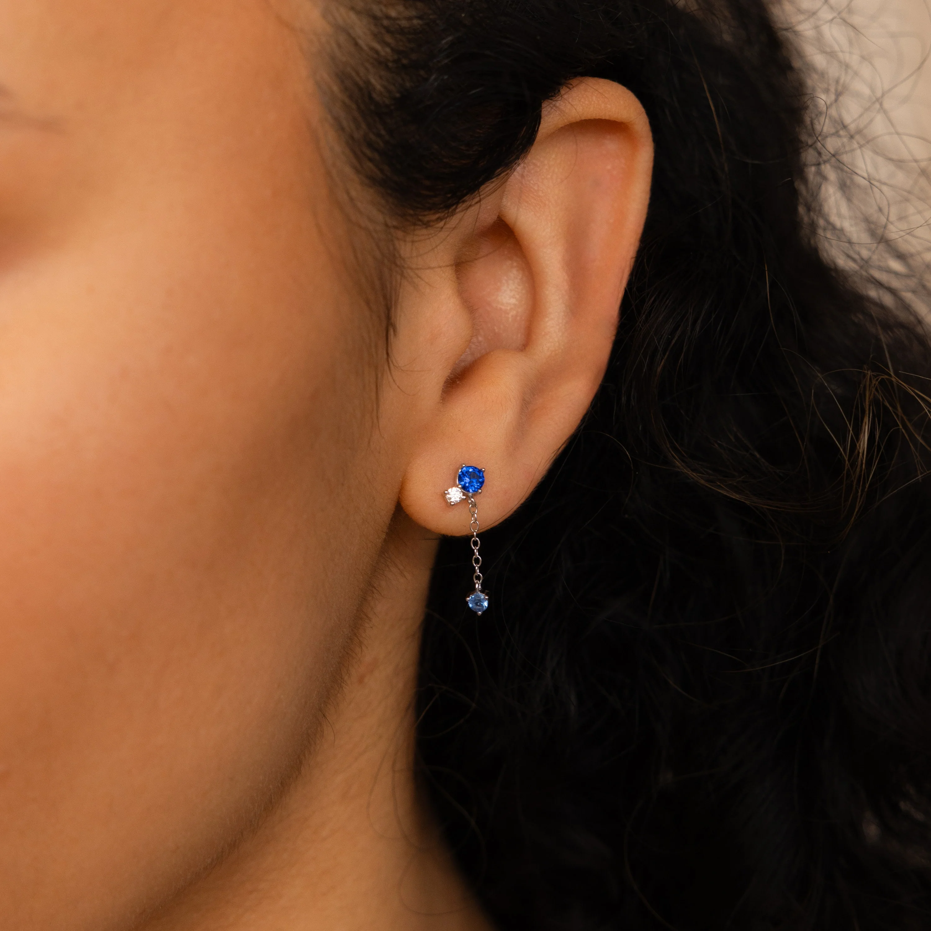 Sapphire Diamond Drop Earrings - Image 4