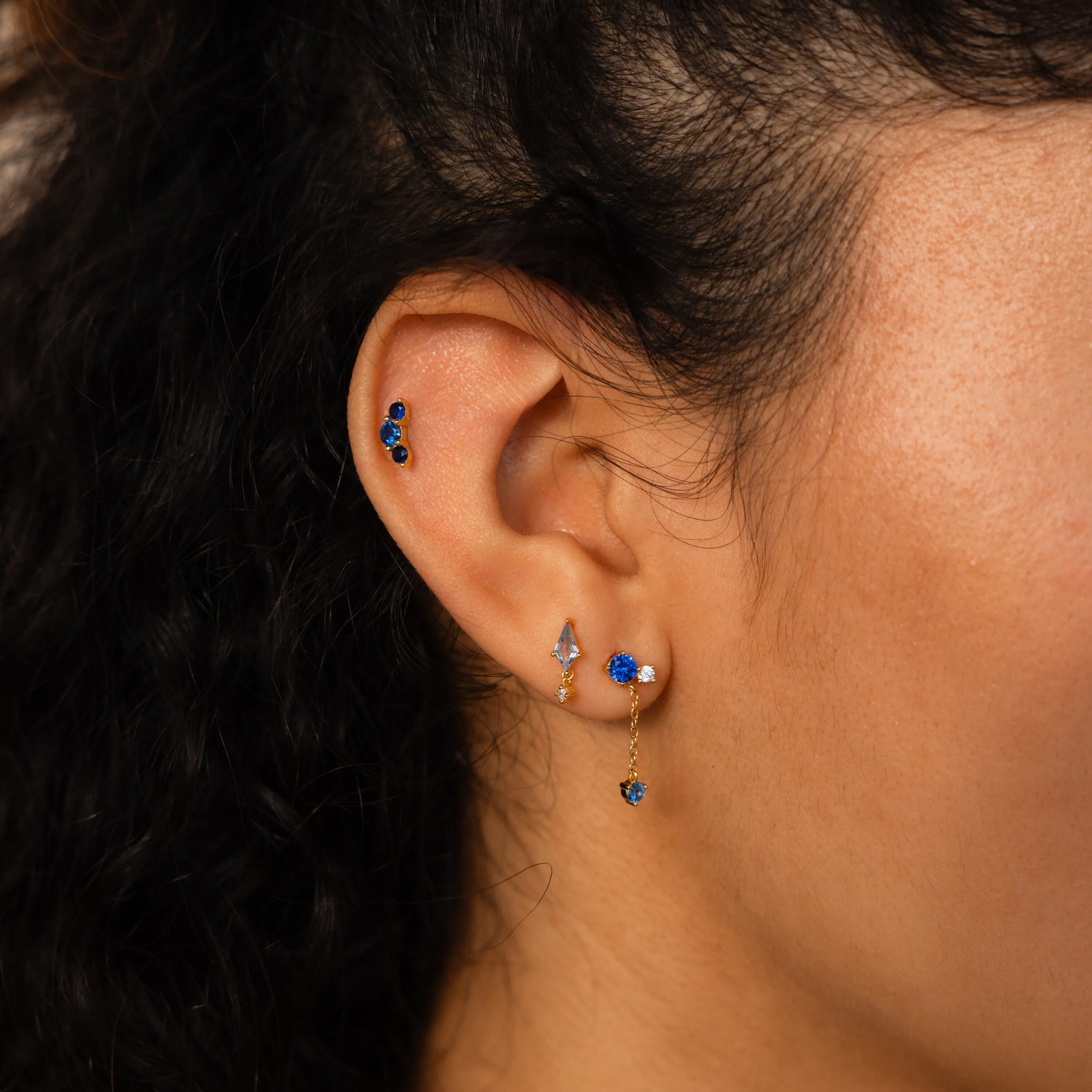 Sapphire Diamond Drop Earrings - Image 6