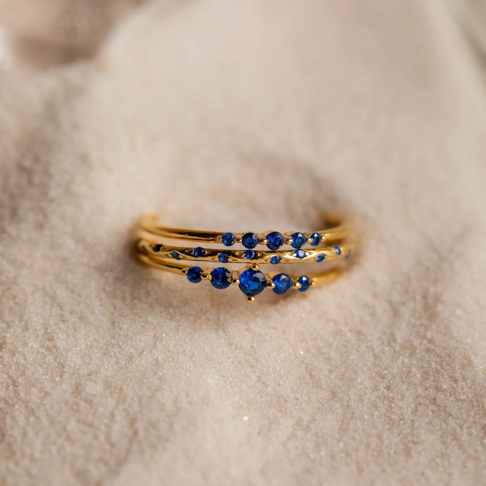 Sapphire Stacking Ring Set - Image 3