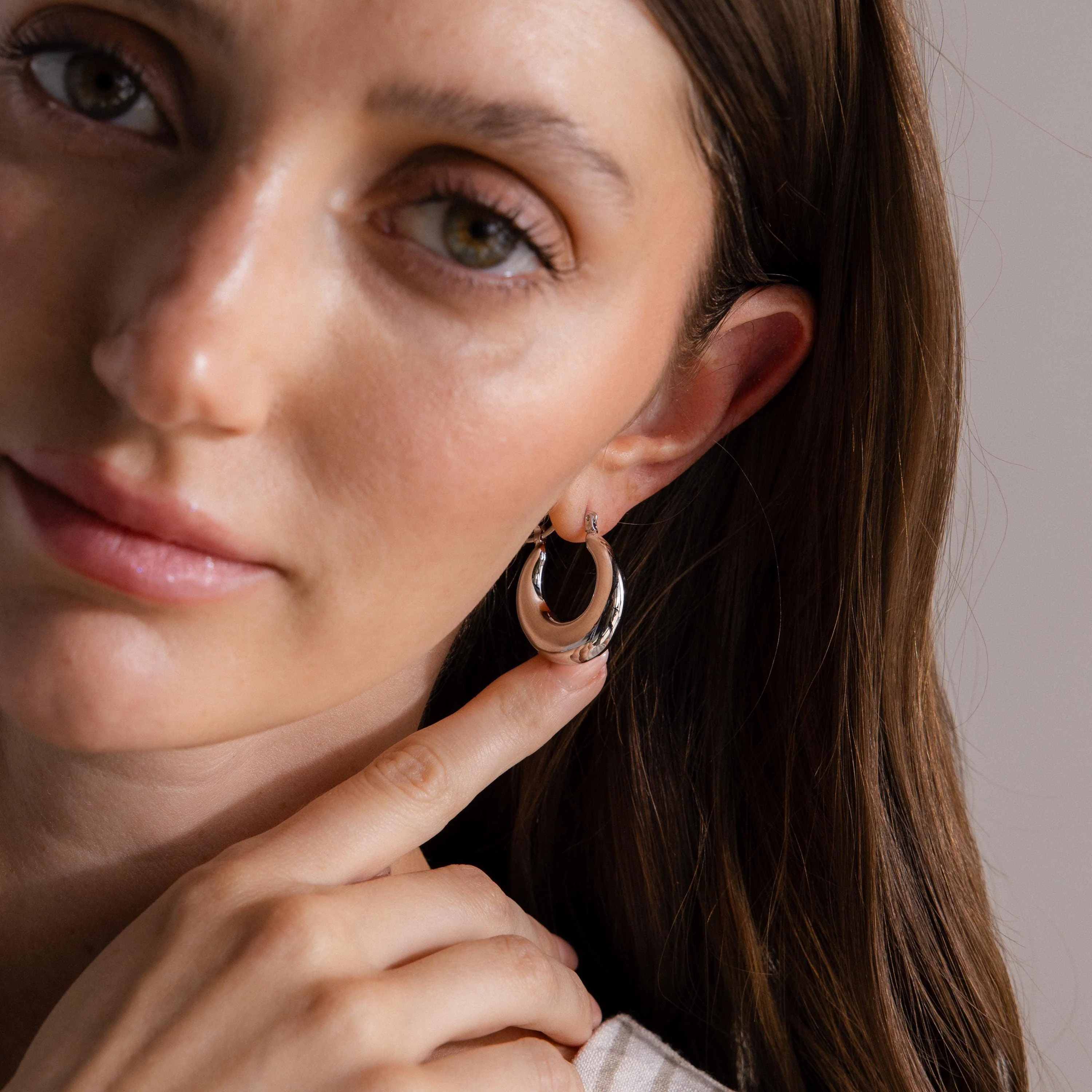 Sculpted Hoops in Silver - Image 4