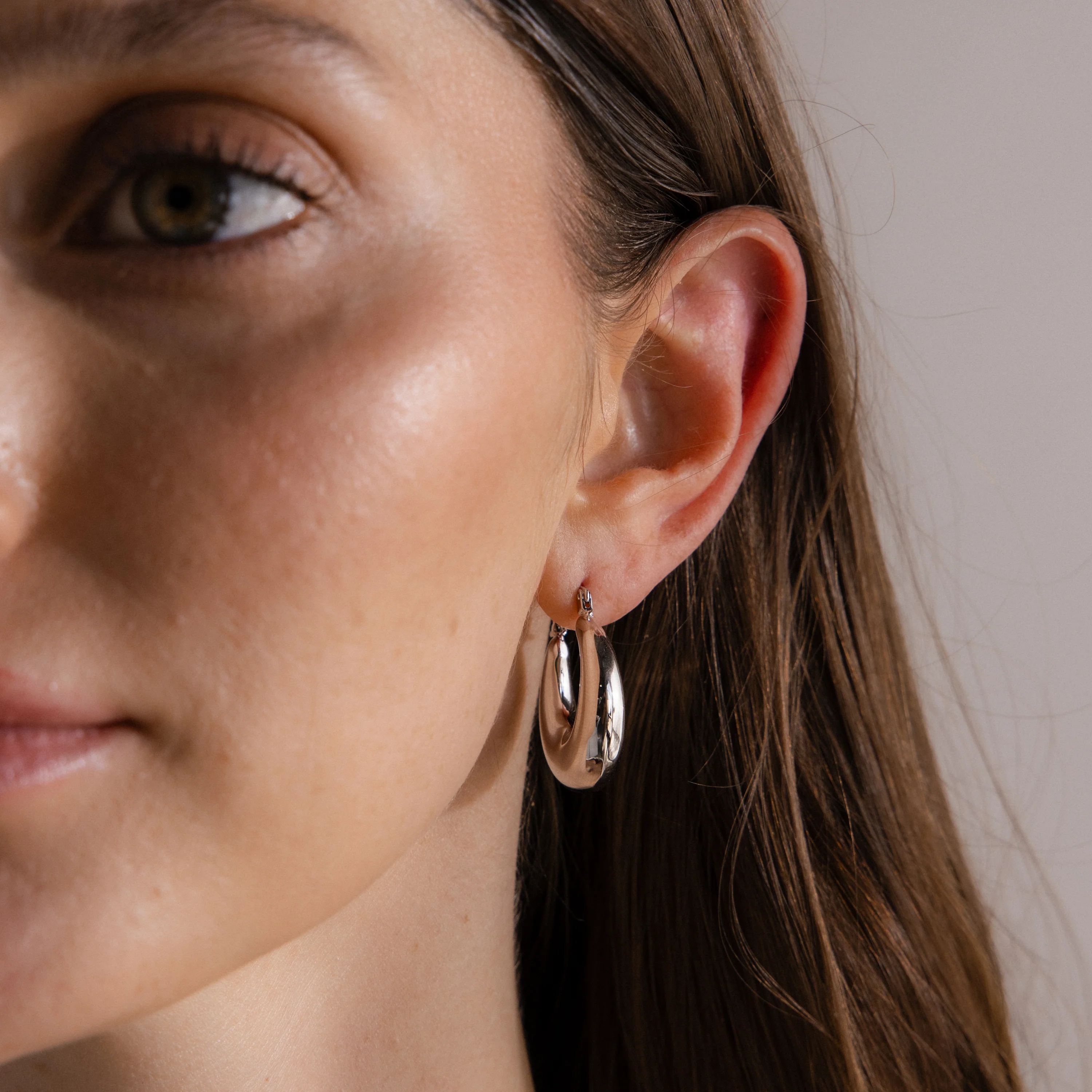Sculpted Hoops in Silver - Image 2