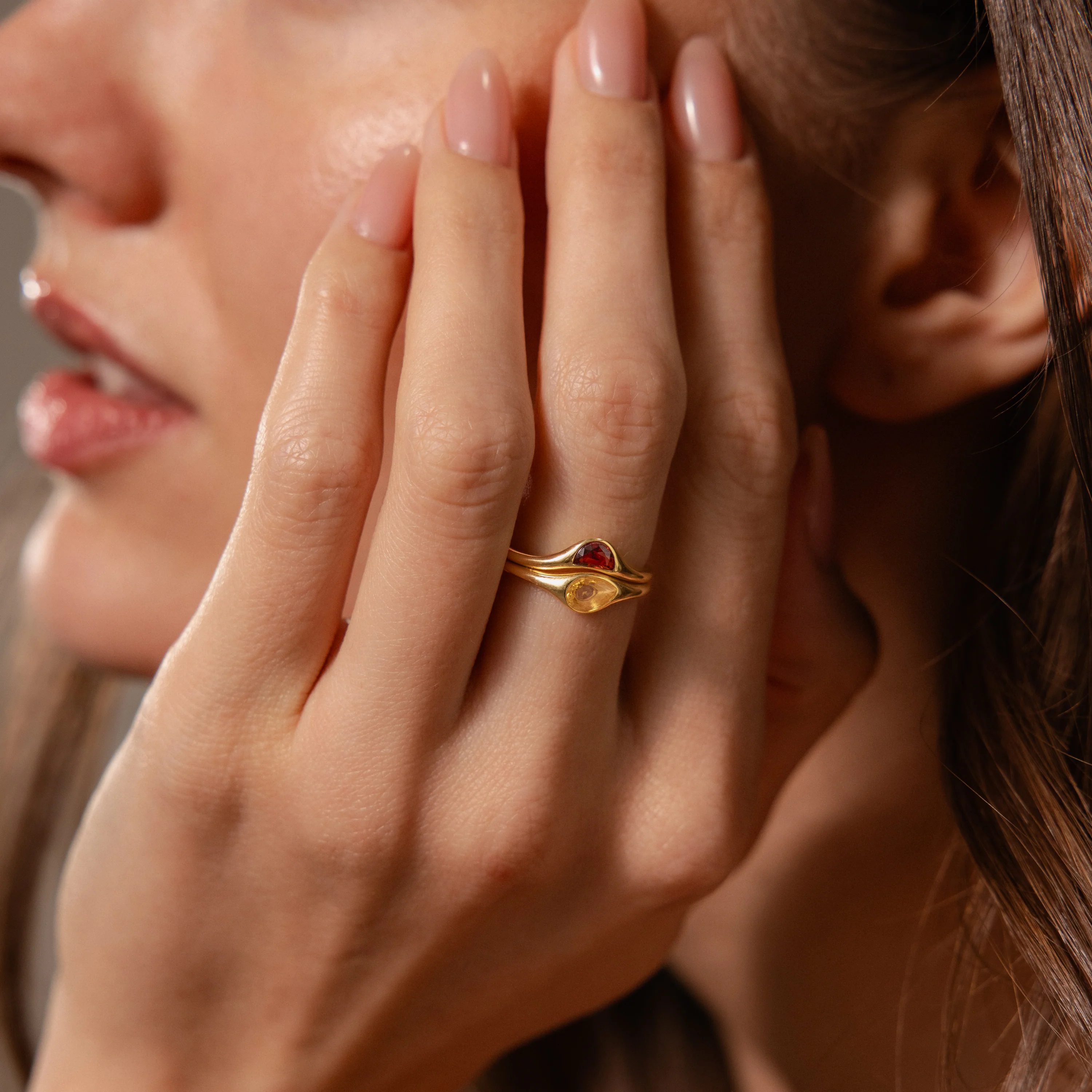 Sculpted Toi et Moi Ring Set in Silver - Image 2