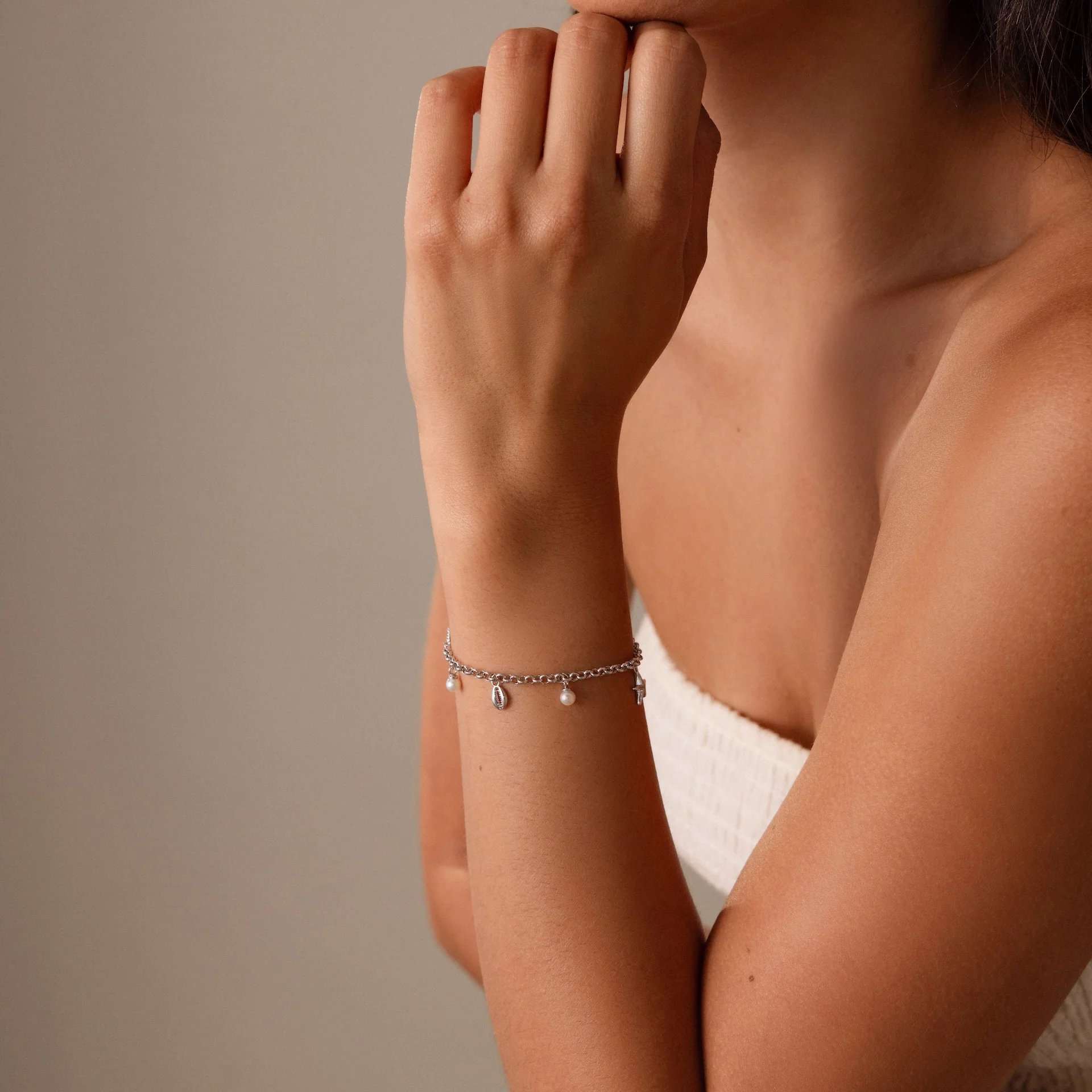 Seaside Pearl Charm Bracelet in Silver - Image 6