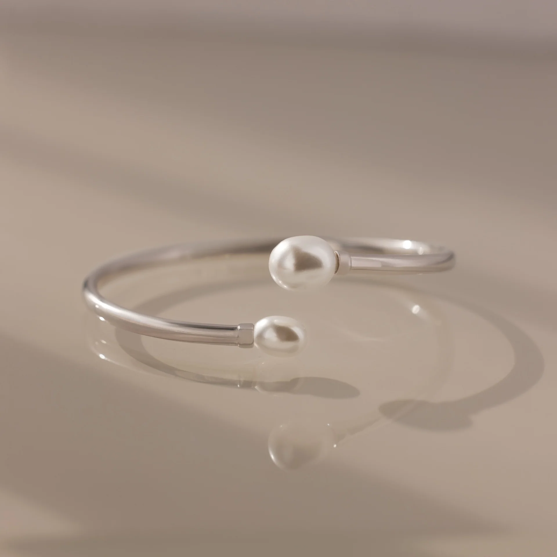 Serenity Pearl Cuff Bracelet in Silver