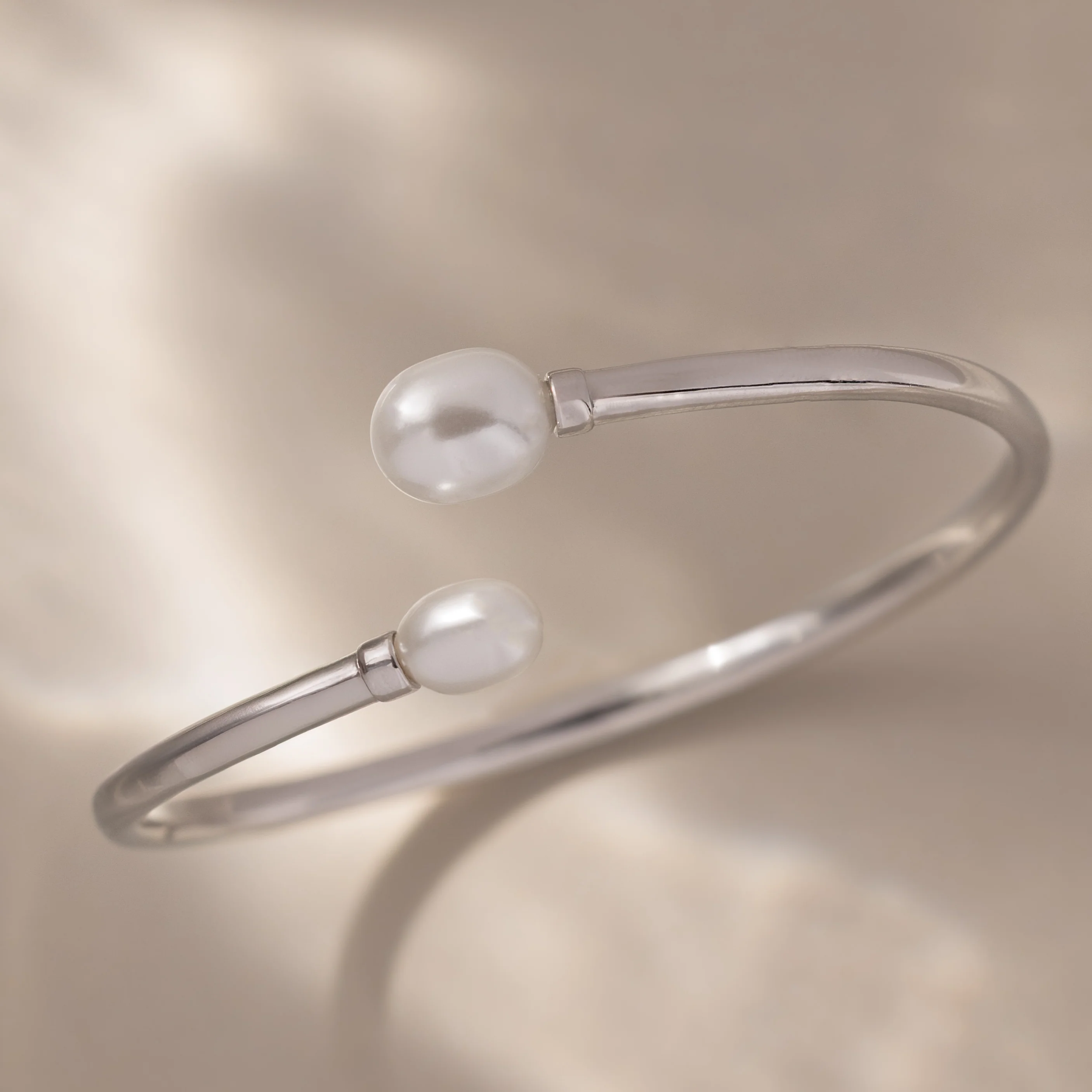 Serenity Pearl Cuff Bracelet in Silver - Image 5