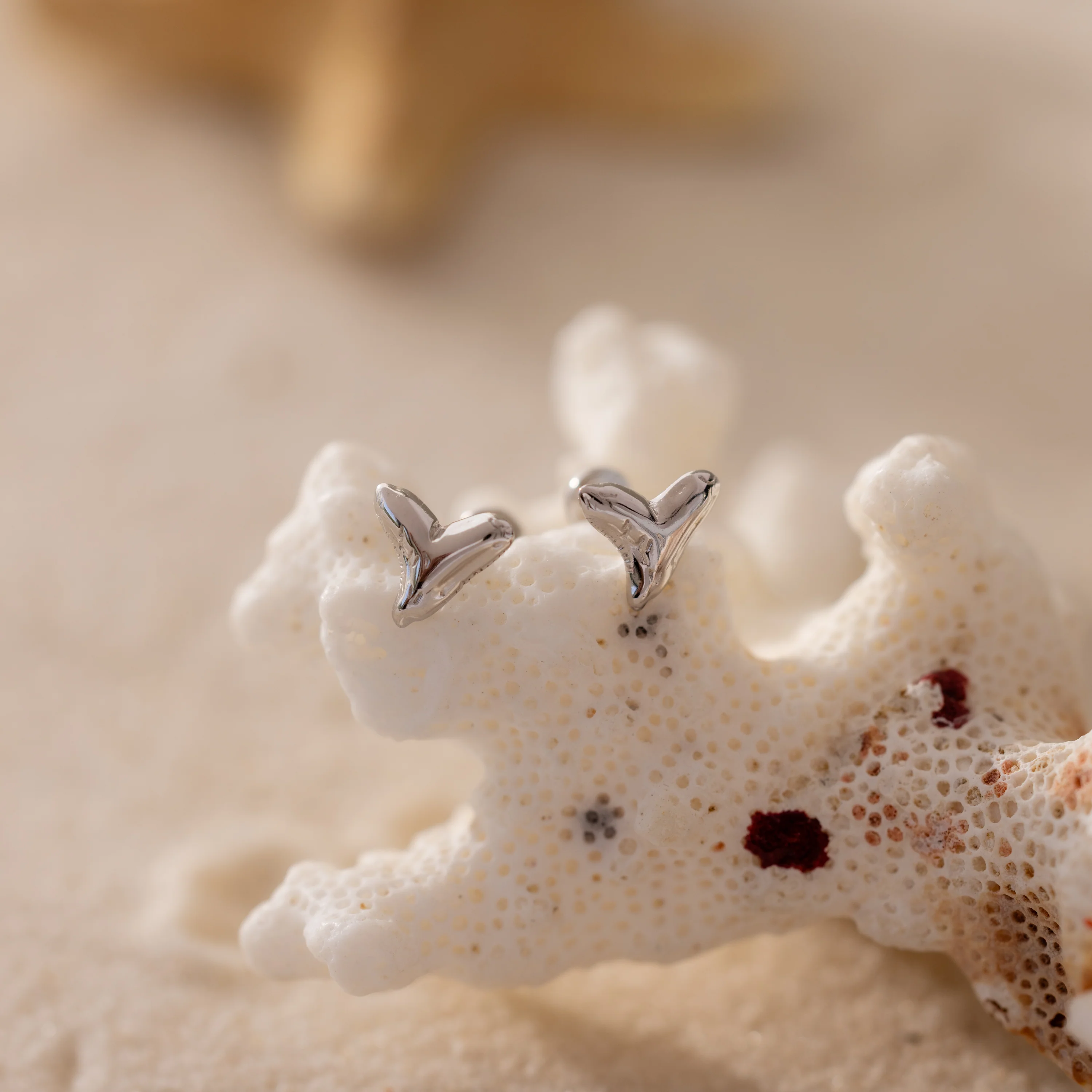 Shark Tooth Flatback Studs in Silver - Image 5