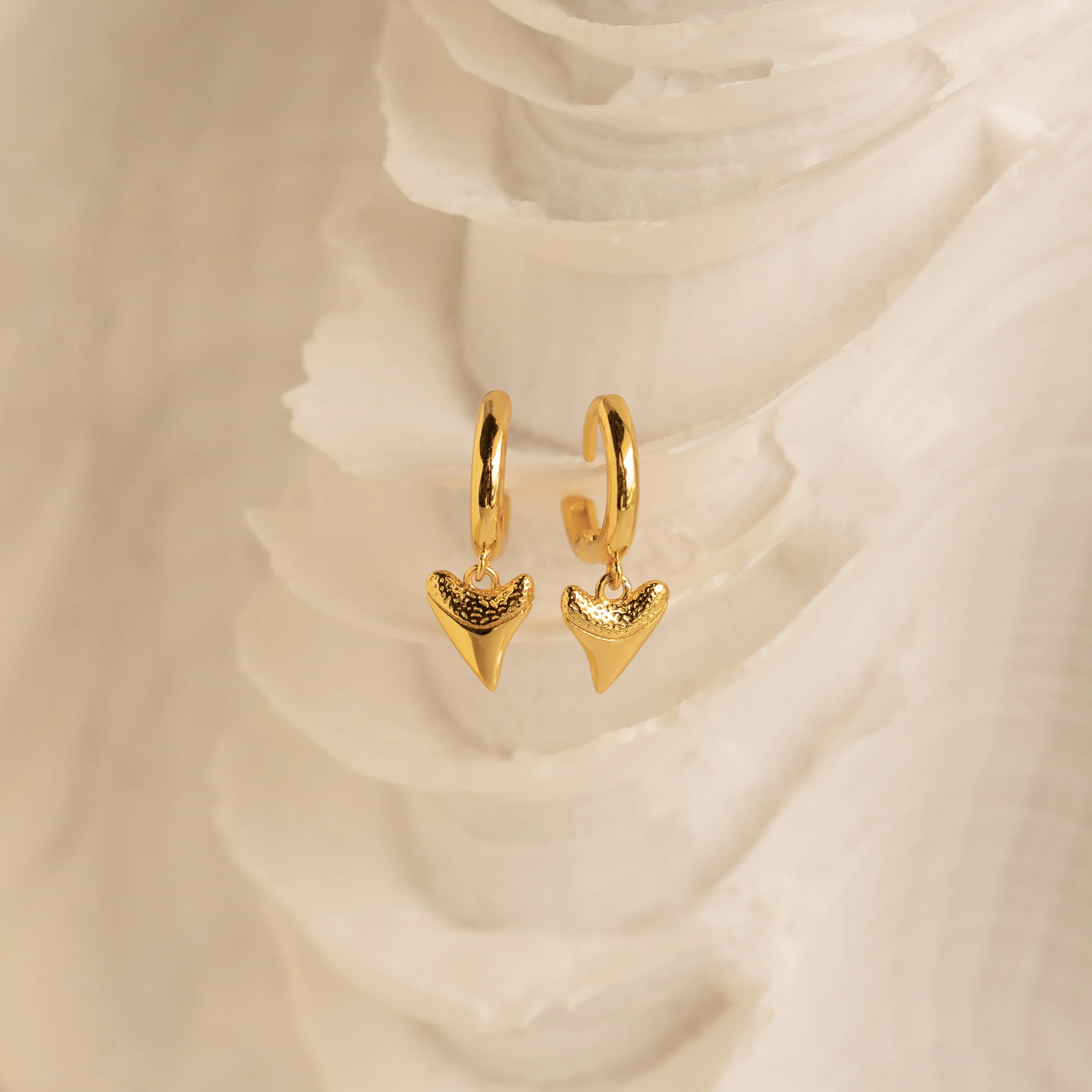 Shark Tooth Huggies in 18K Gold - Image 3