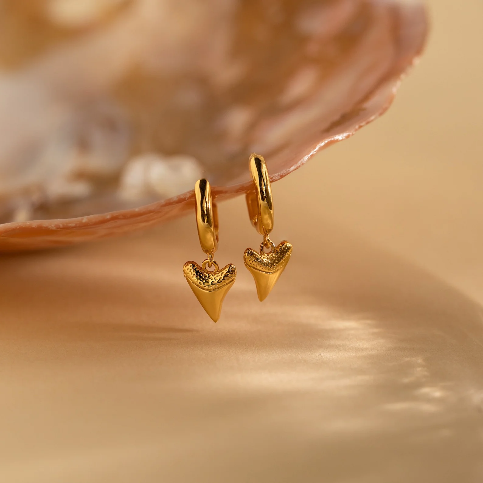Shark Tooth Huggies in 18K Gold - Image 5