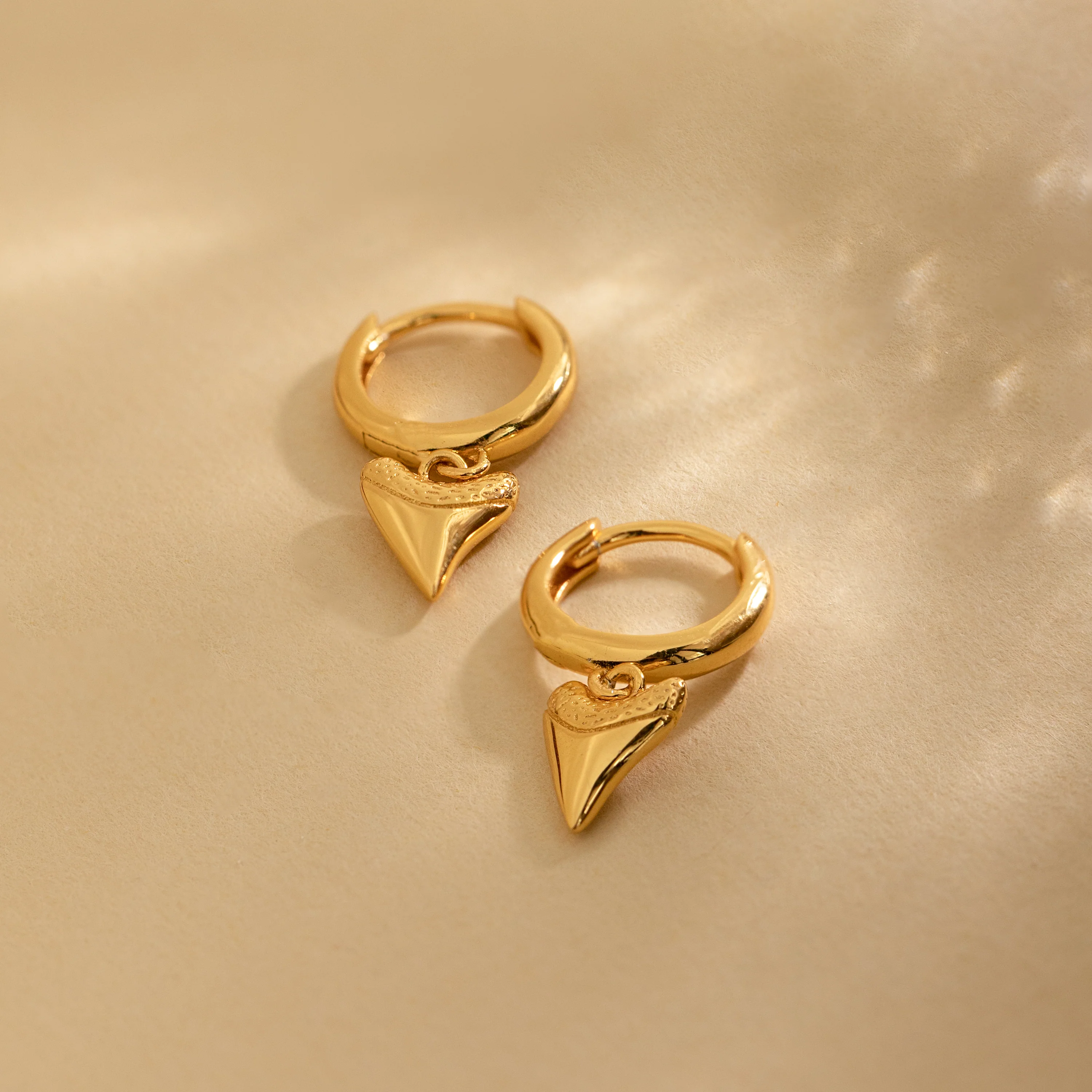 Shark Tooth Huggies in 18K Gold - Image 7