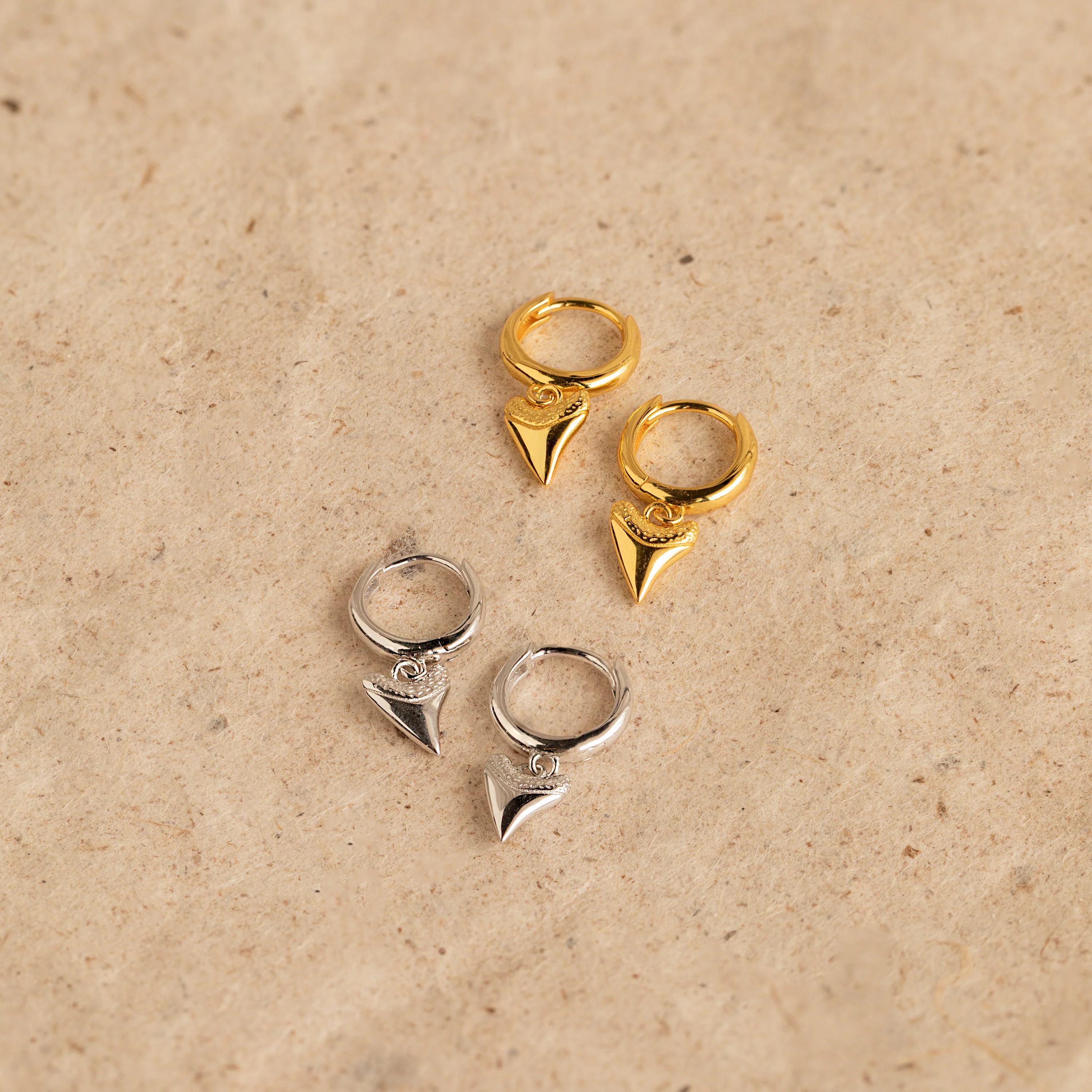 Shark Tooth Huggies in Silver - Image 3