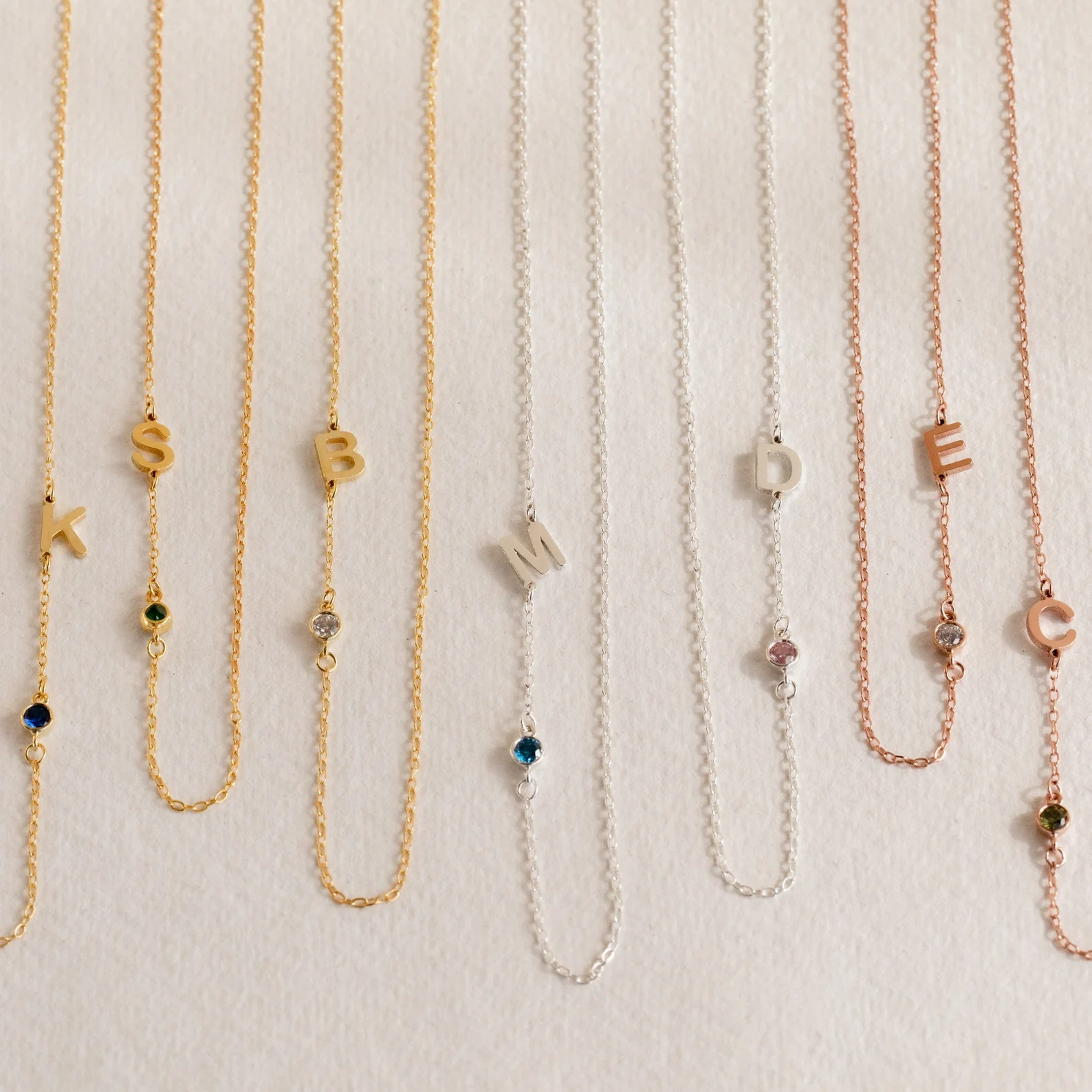 Sideways Initial Birthstone Necklace - Image 6
