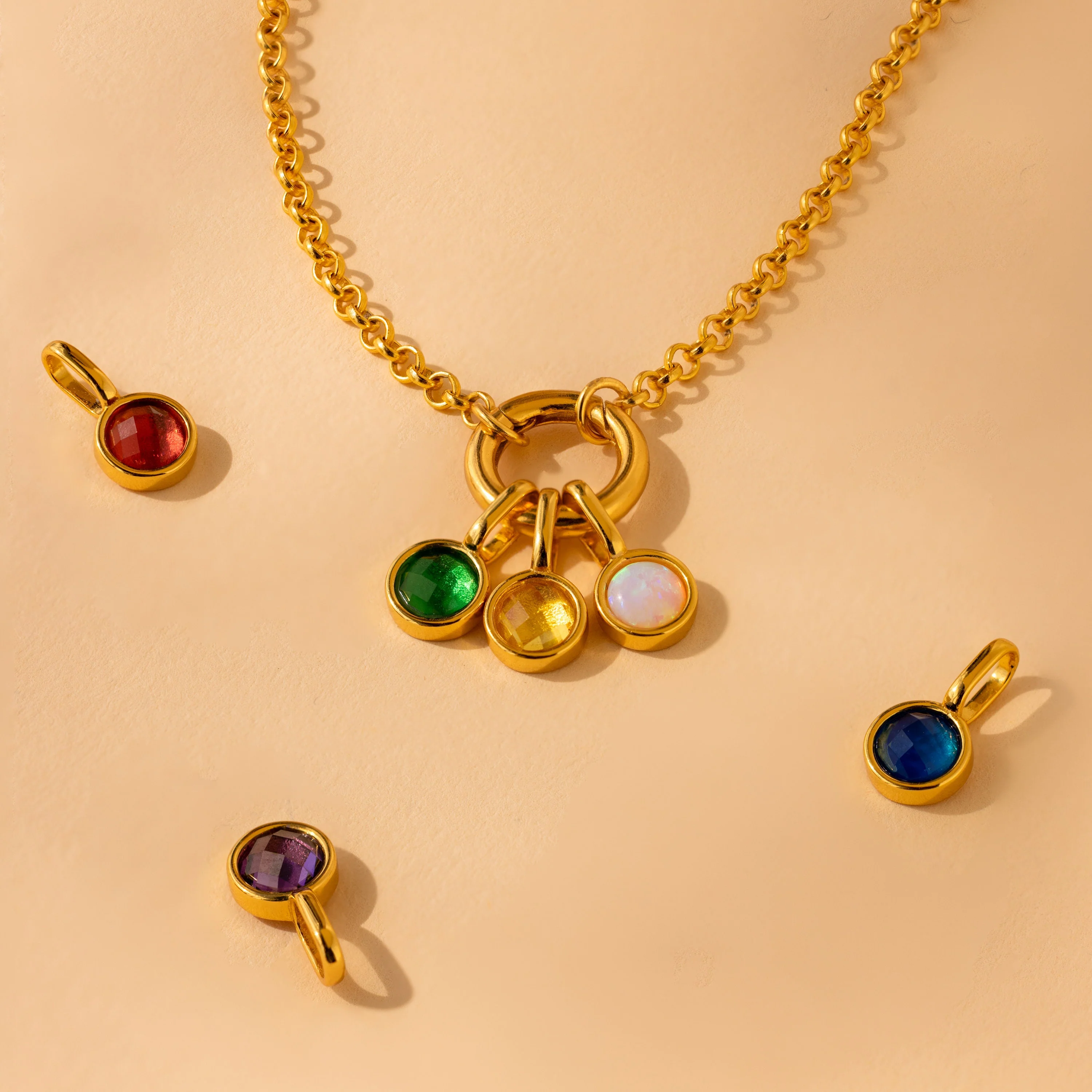 Signet Blue Zircon Charm in 18K Gold - Image 6