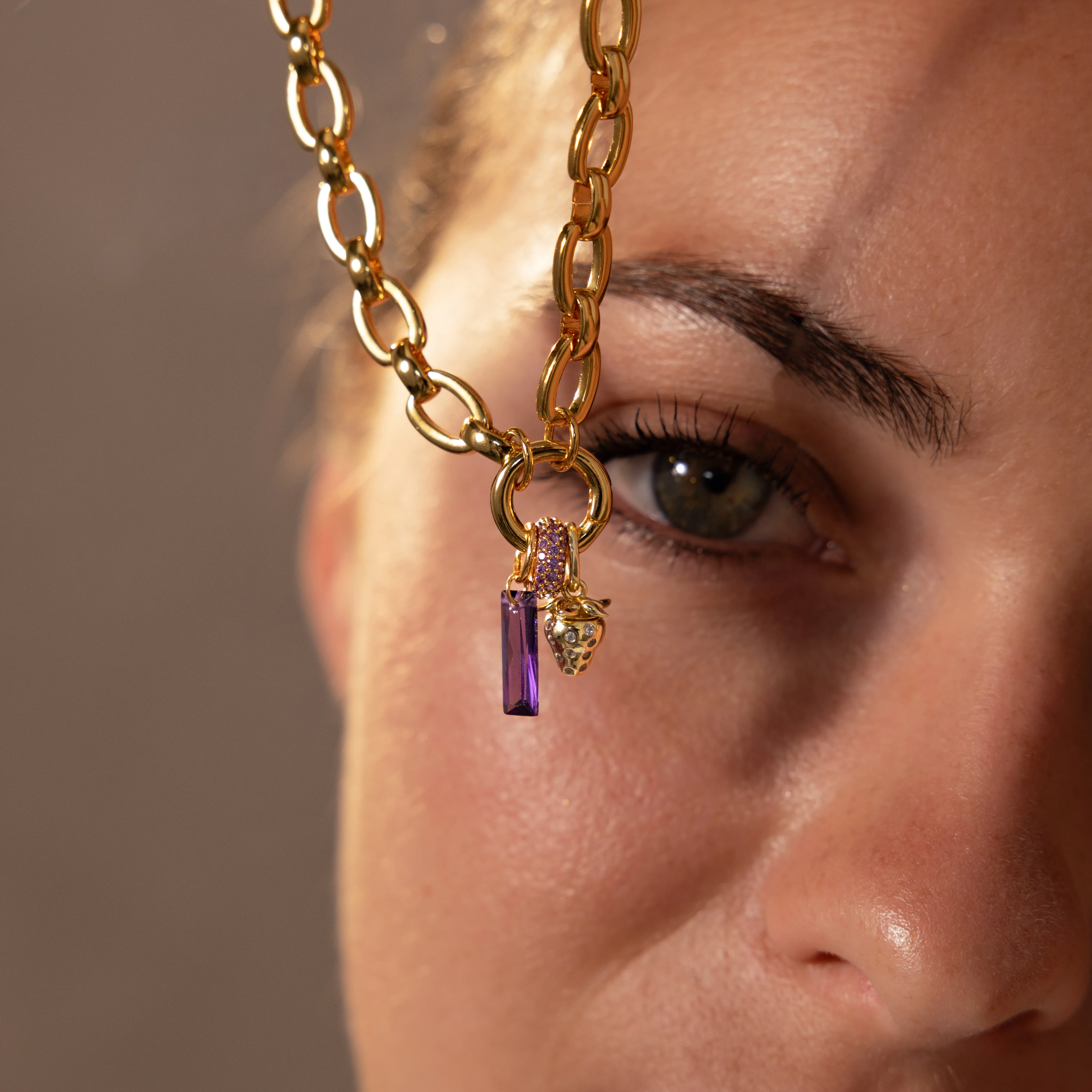 Skinny Baguette Amethyst Charm - Image 4