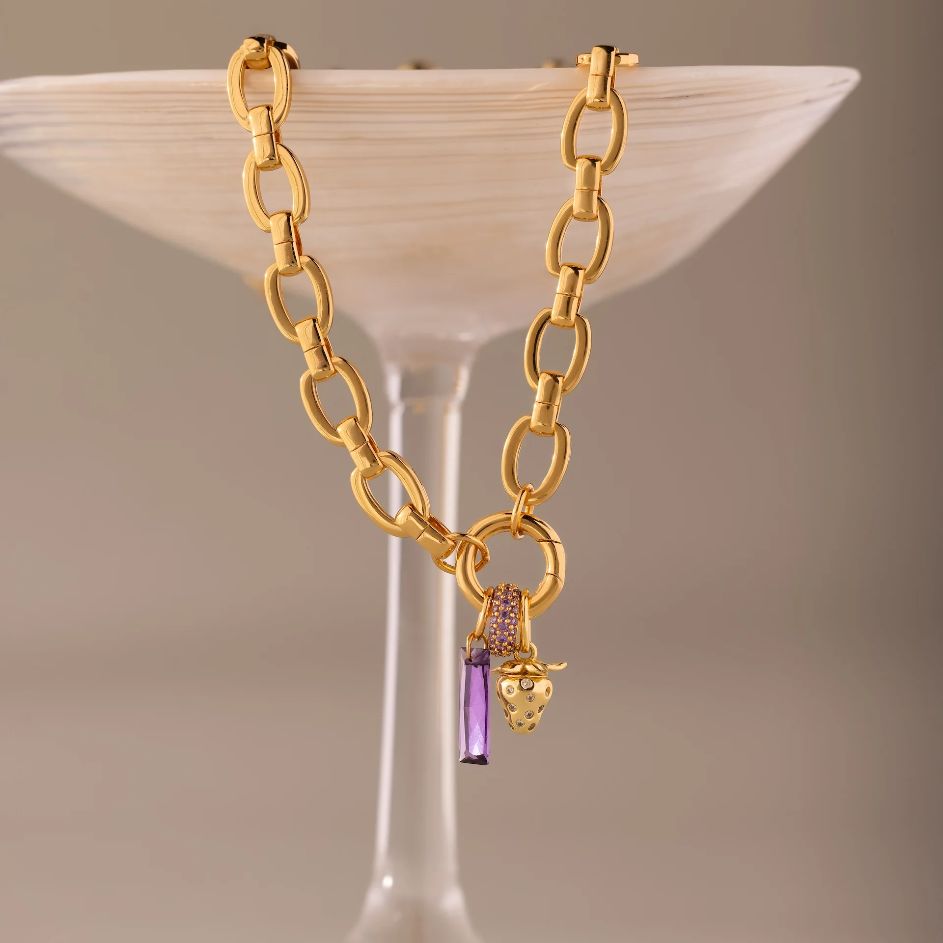 Skinny Baguette Amethyst Charm - Image 7