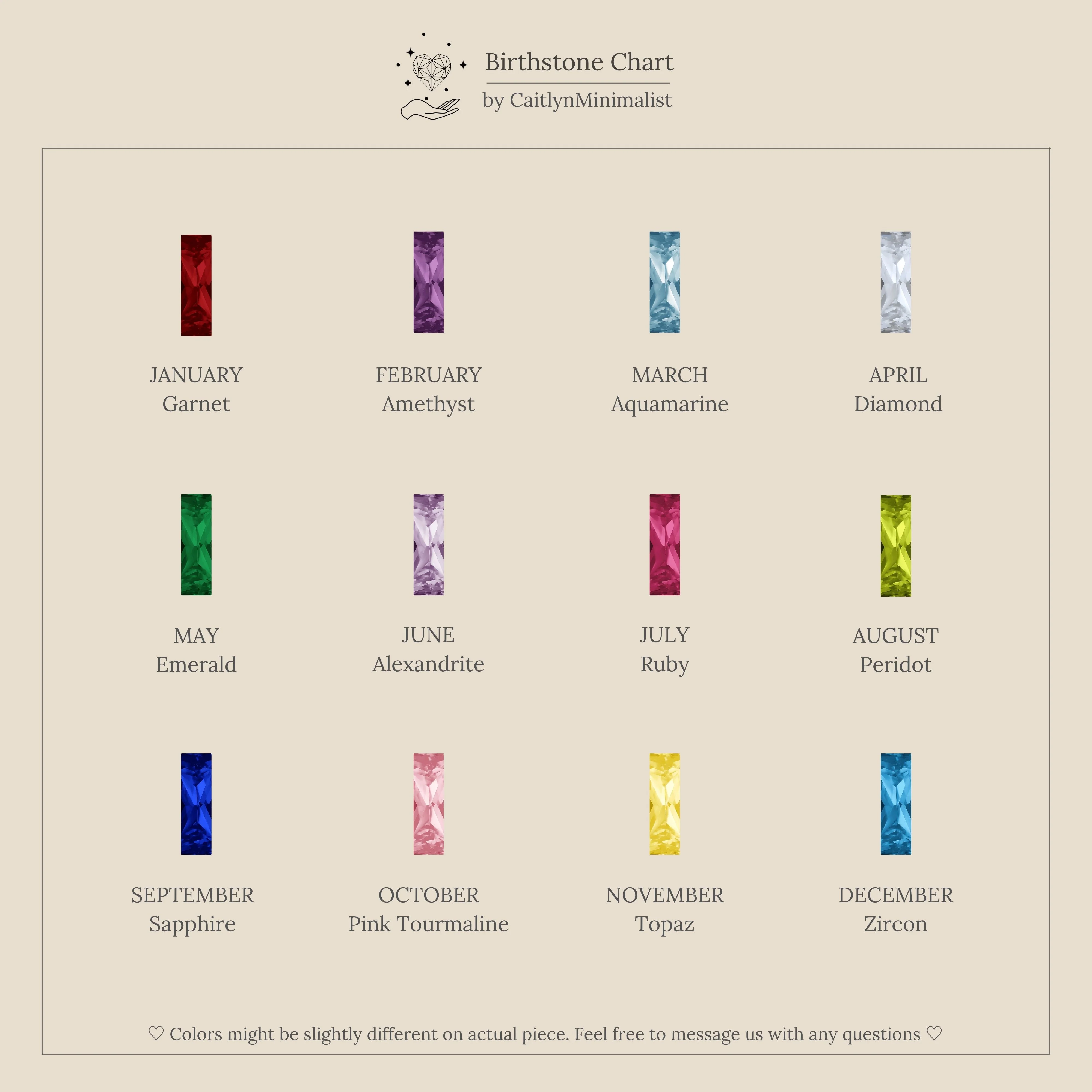Skinny Baguette Birthstone Charm - Image 8