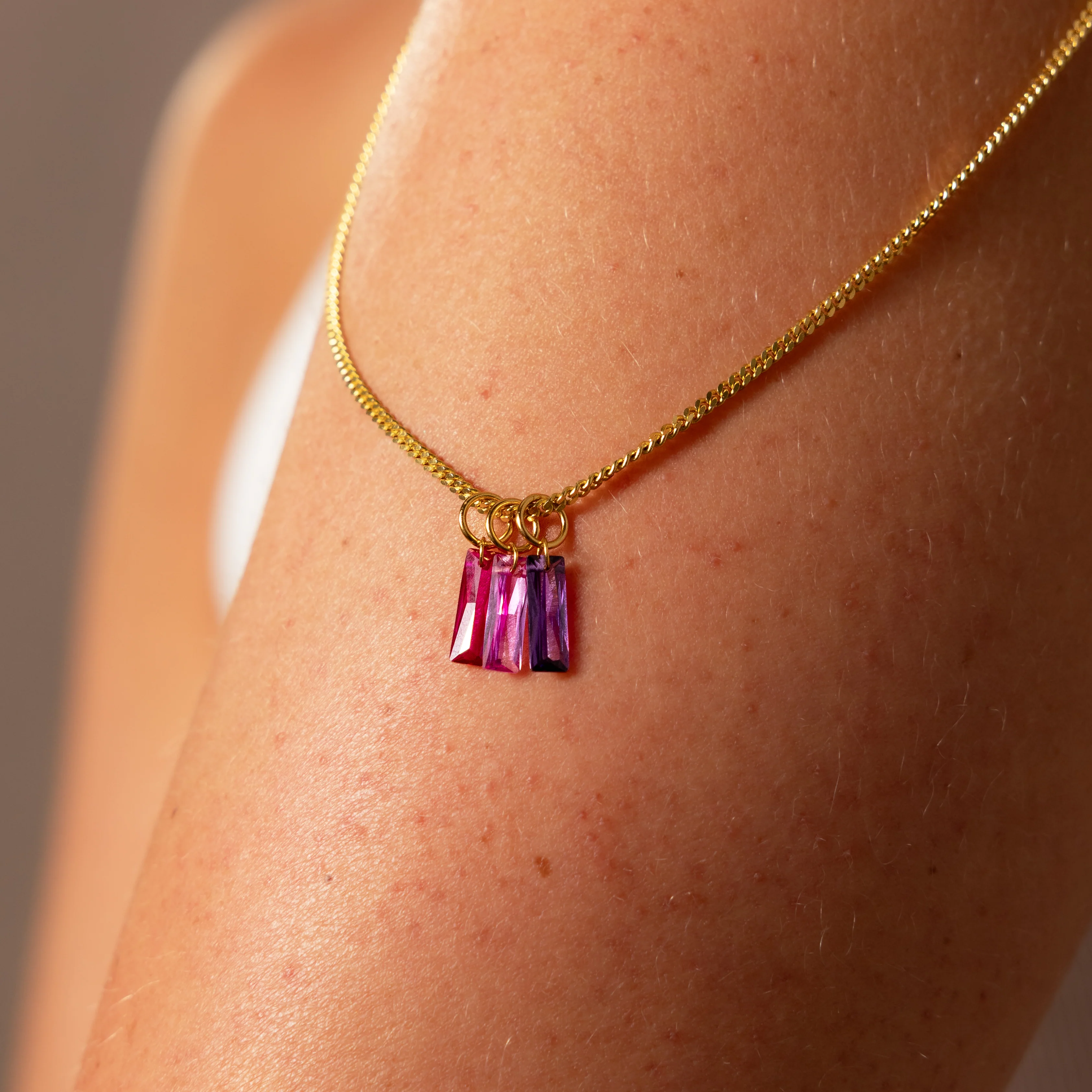 Skinny Baguette Pink Tourmaline Charm - Image 5