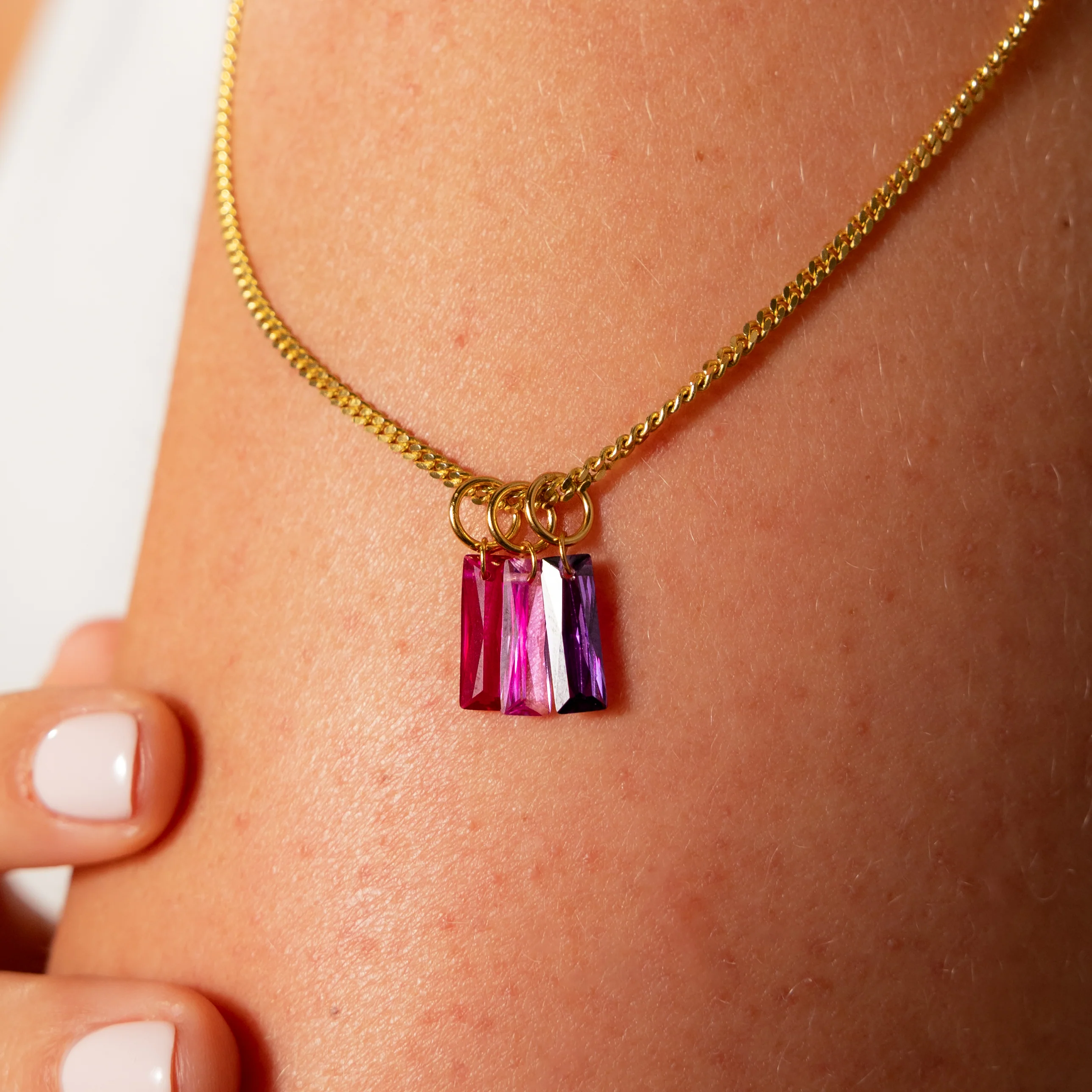 Skinny Baguette Amethyst Charm - Image 2