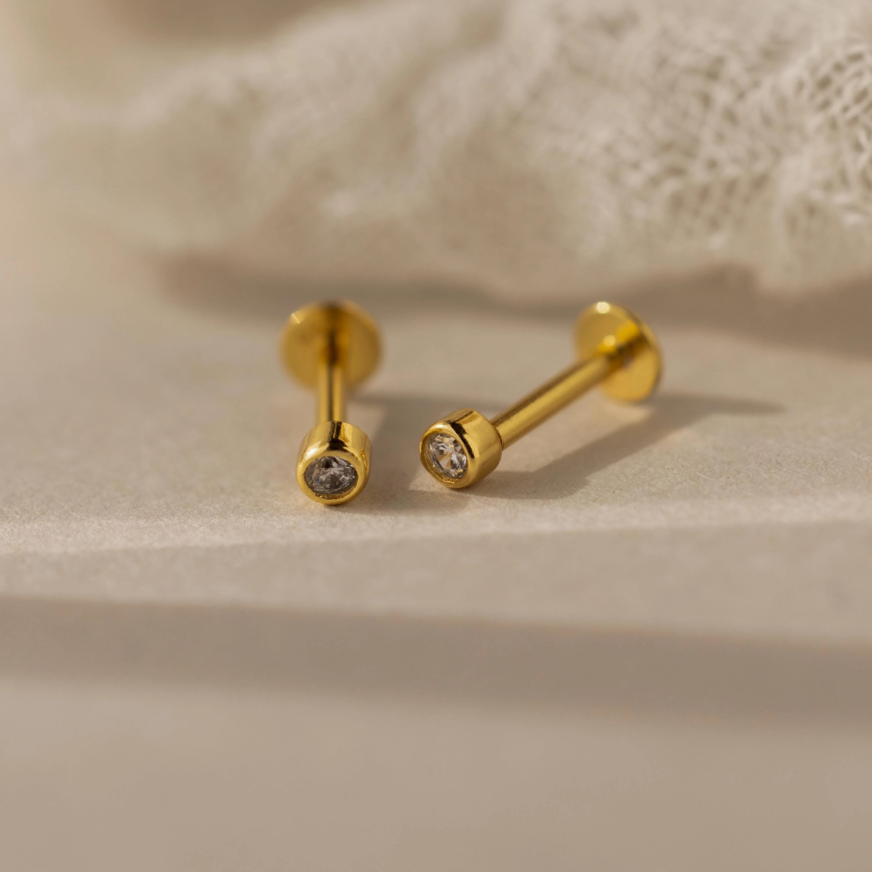 Small Diamond Bezel Flatback Studs - Image 2