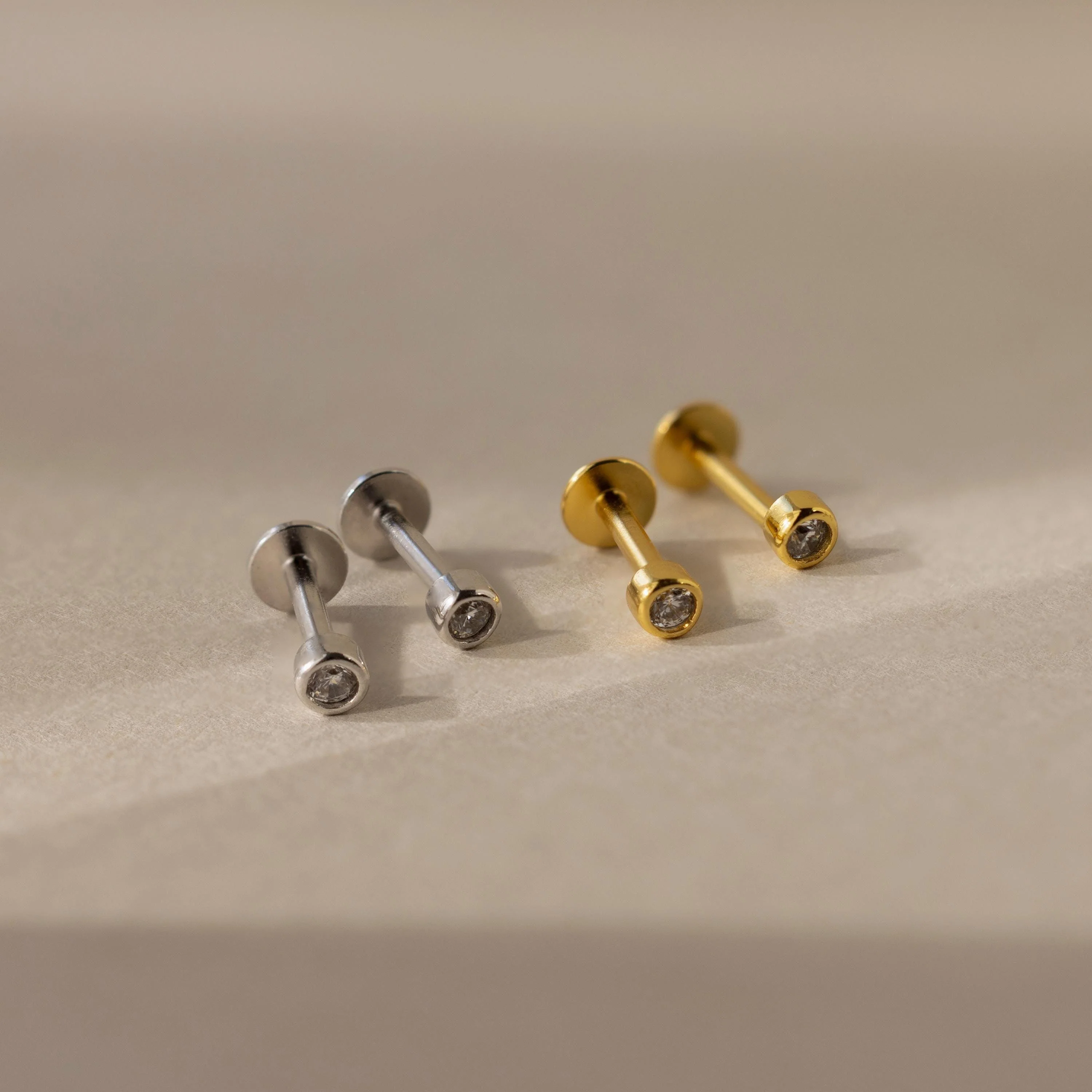 Small Diamond Bezel Flatback Studs - Image 3
