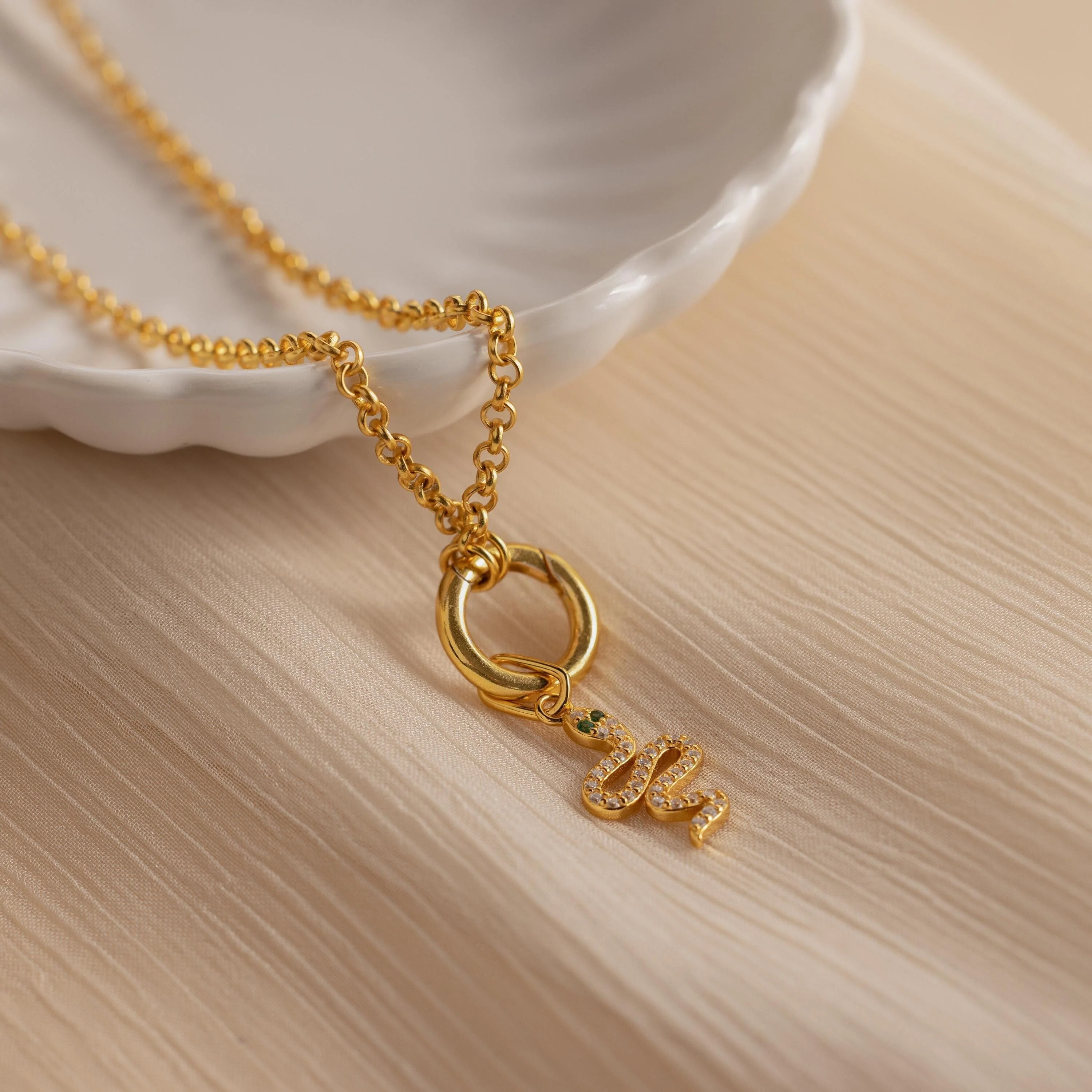 Diamond Snake Charm in 18K Gold - Image 4