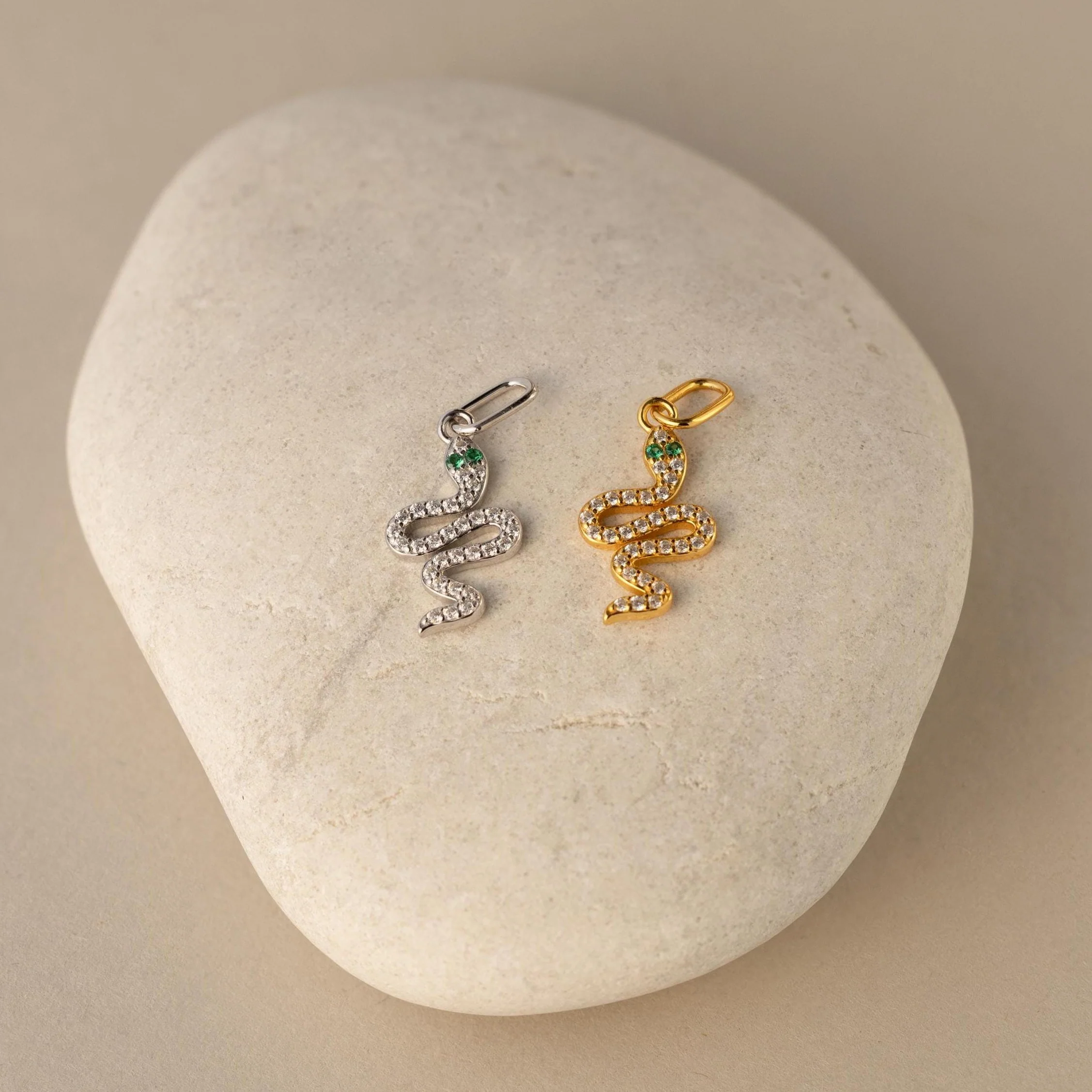 Diamond Snake Charm in 18K Gold - Image 3