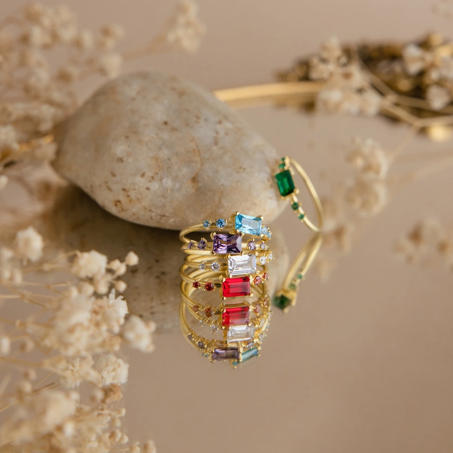 Space Baguette Birthstone Ring - Image 3