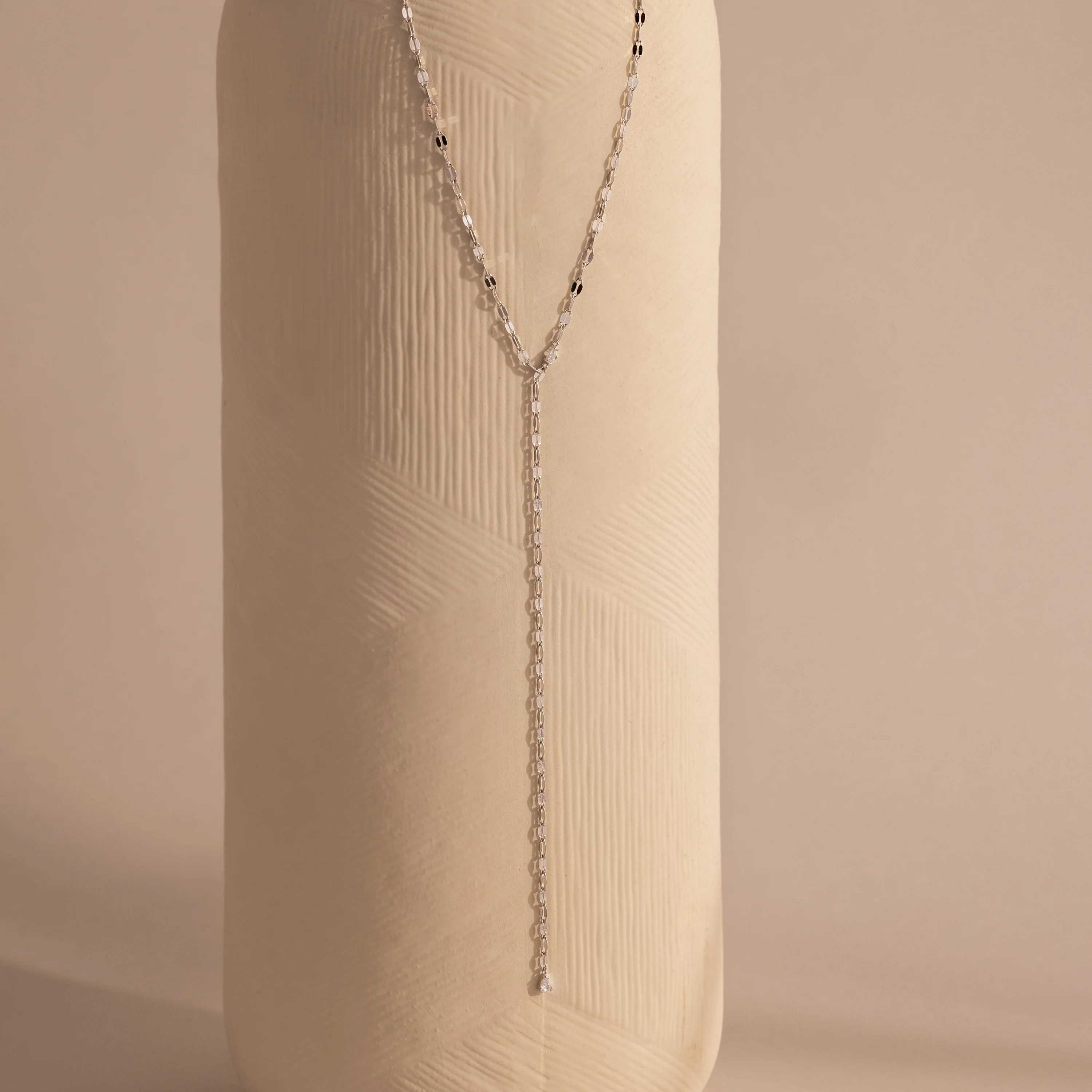 Sparkling Diamond Lariat Necklace in Silver - Image 3