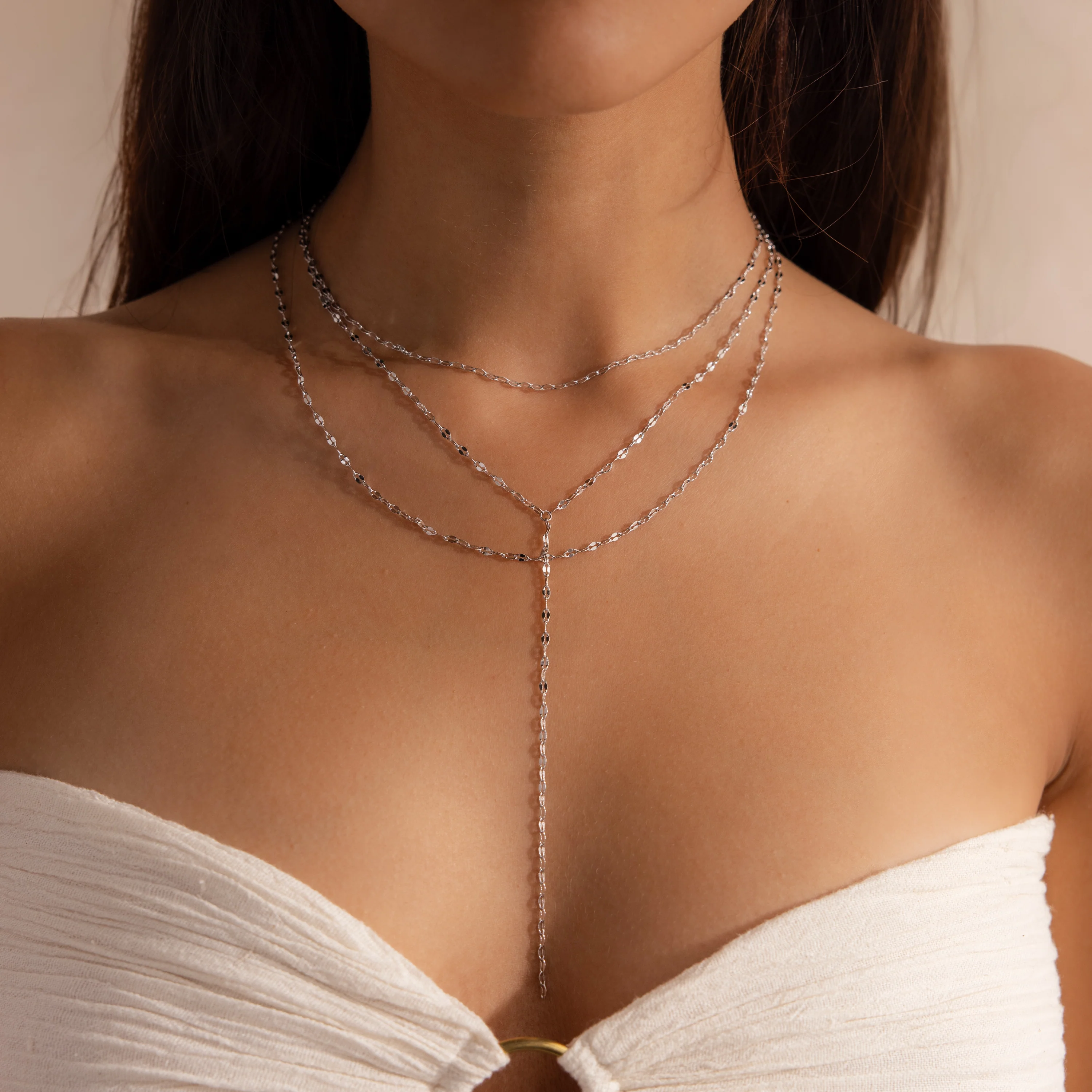 Sparkling Layered Lariat Necklace - Image 3