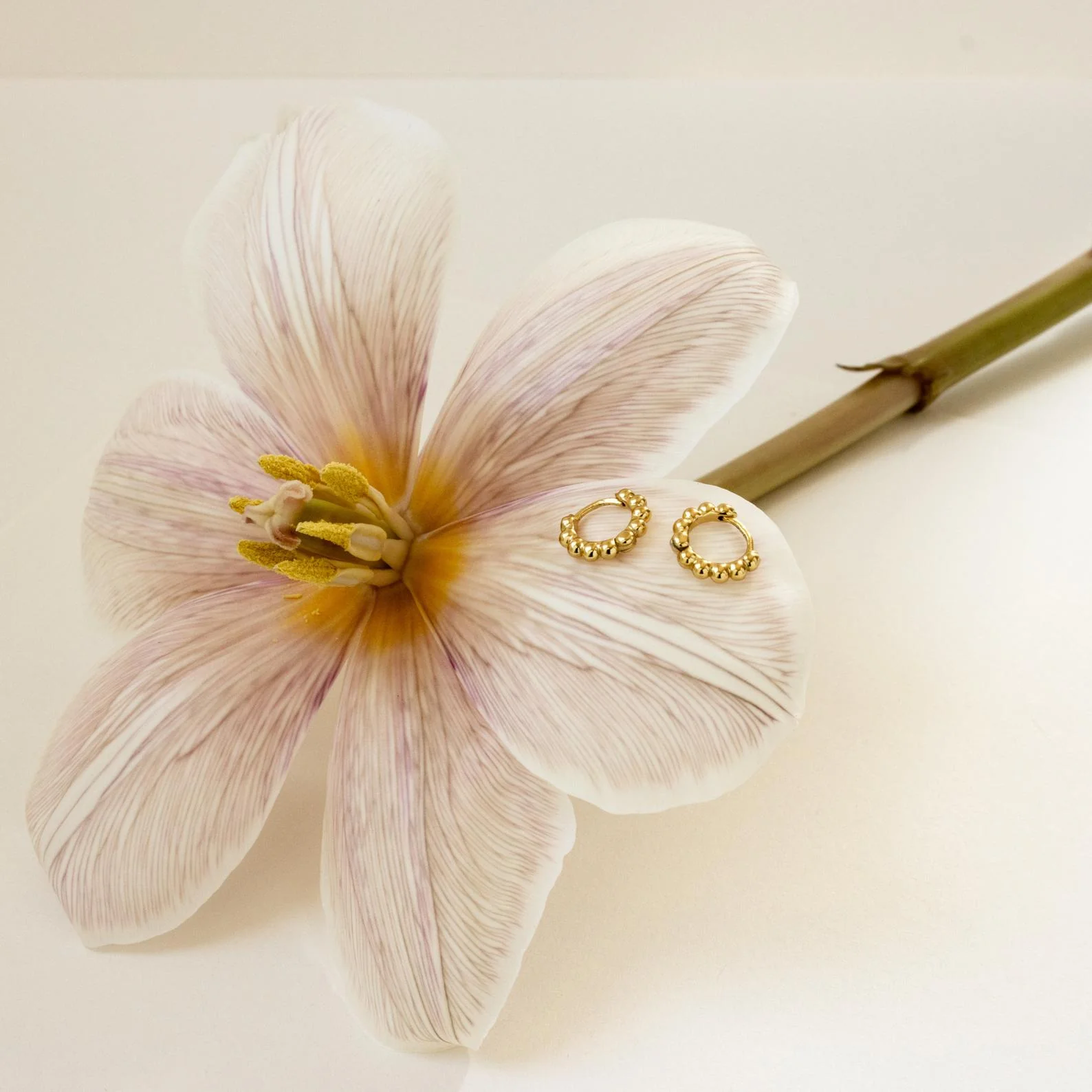 Dainty Sphere Beaded Huggies - Image 4
