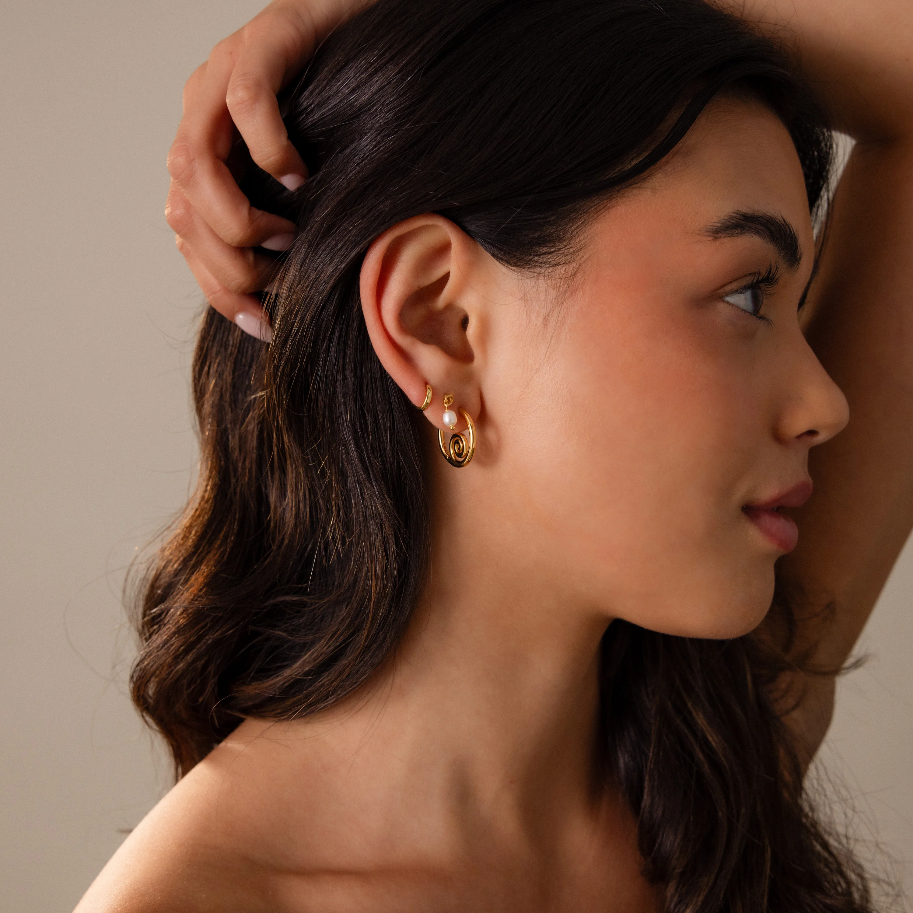 Spiral Swirl Hoops in 18K Gold - Image 8