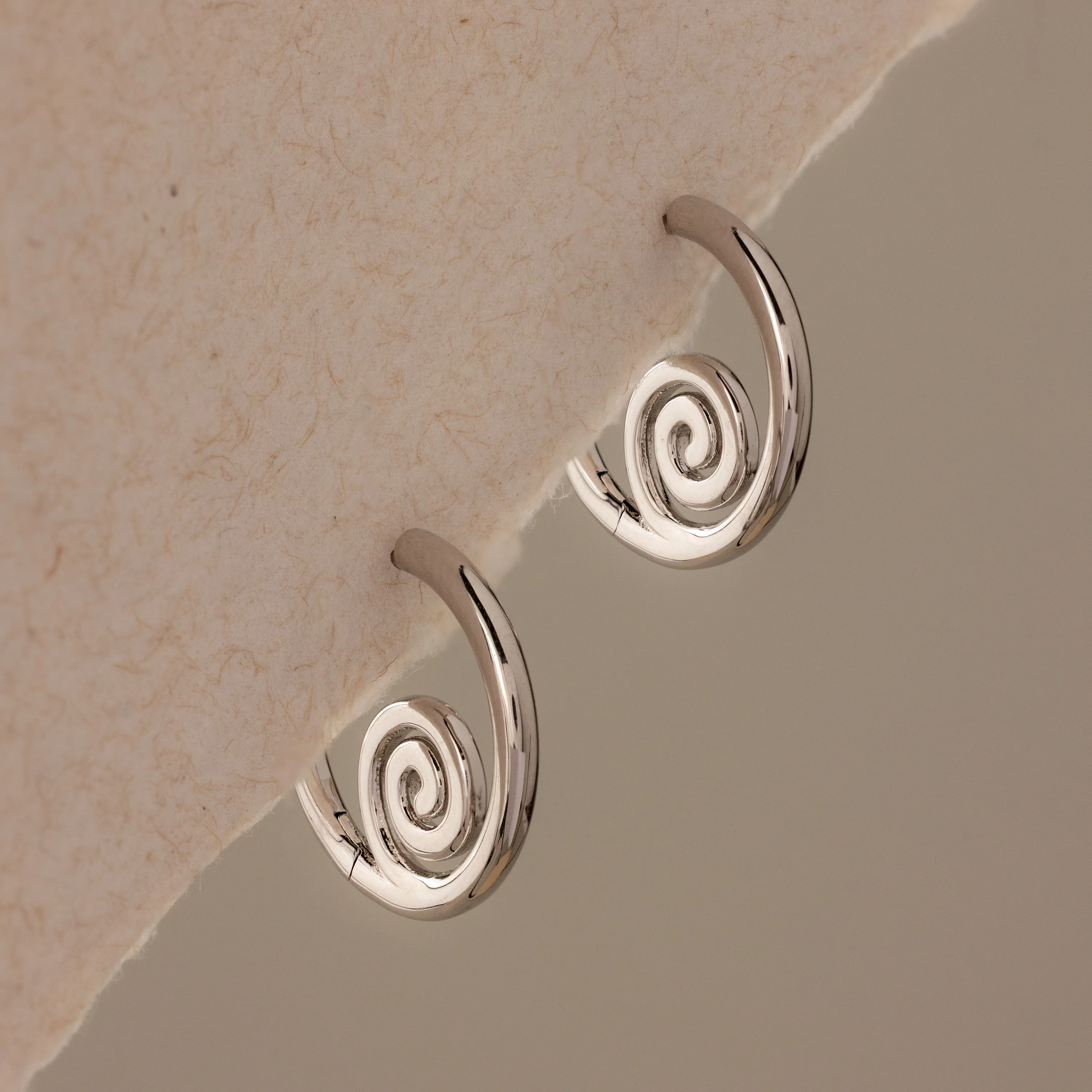 Spiral Swirl Hoops in Silver - Image 3