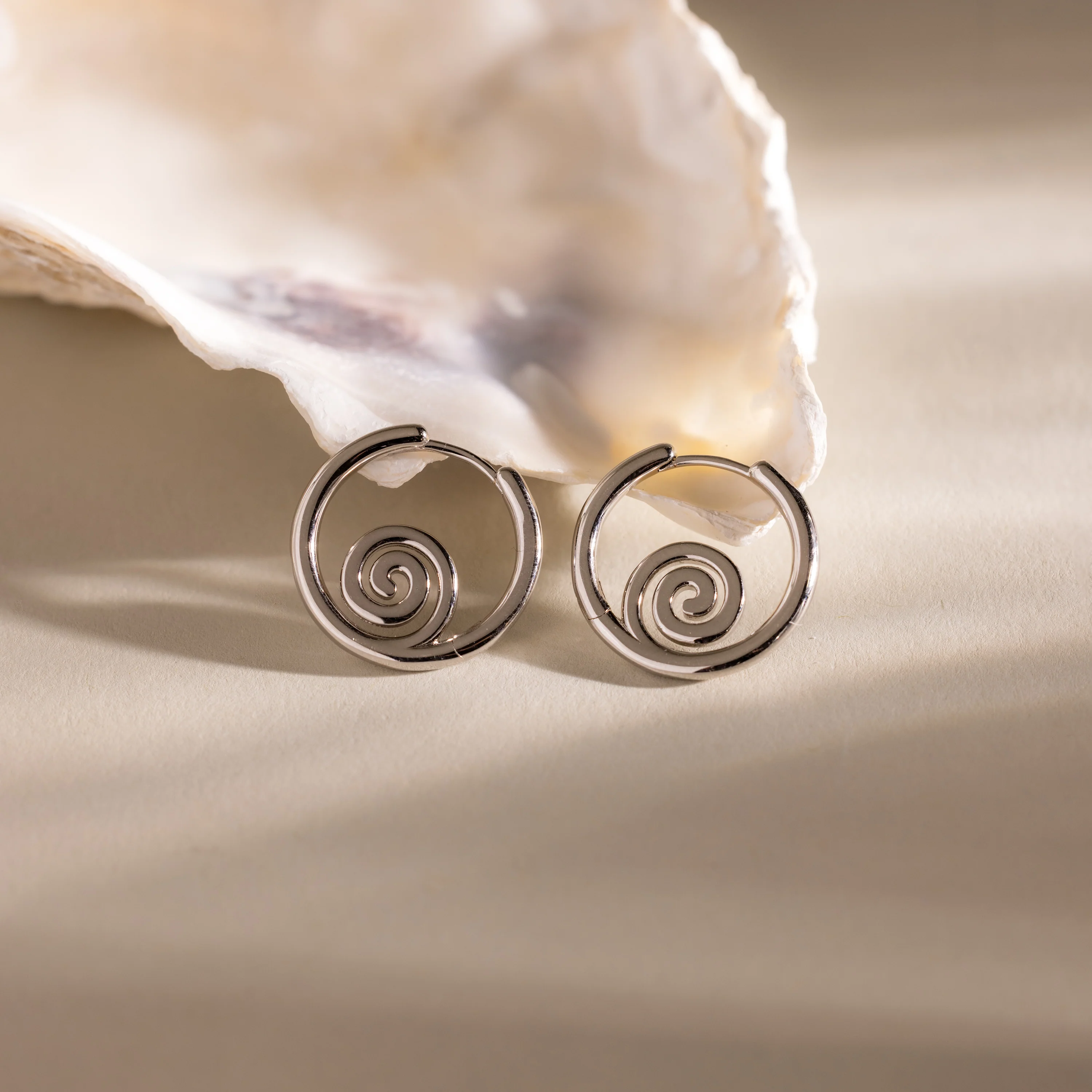 Spiral Swirl Hoops in Silver - Image 5