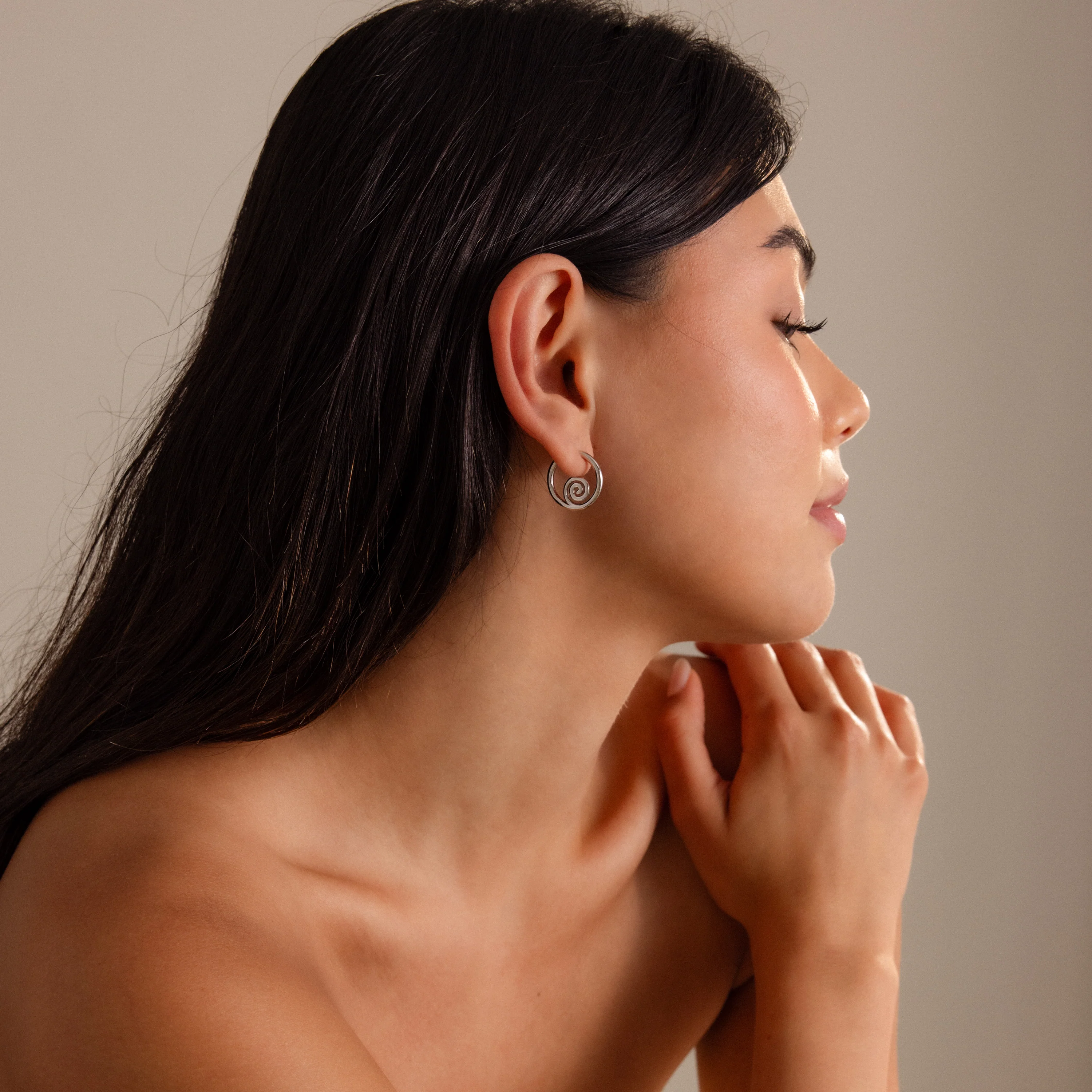 Spiral Swirl Hoops in Silver - Image 6