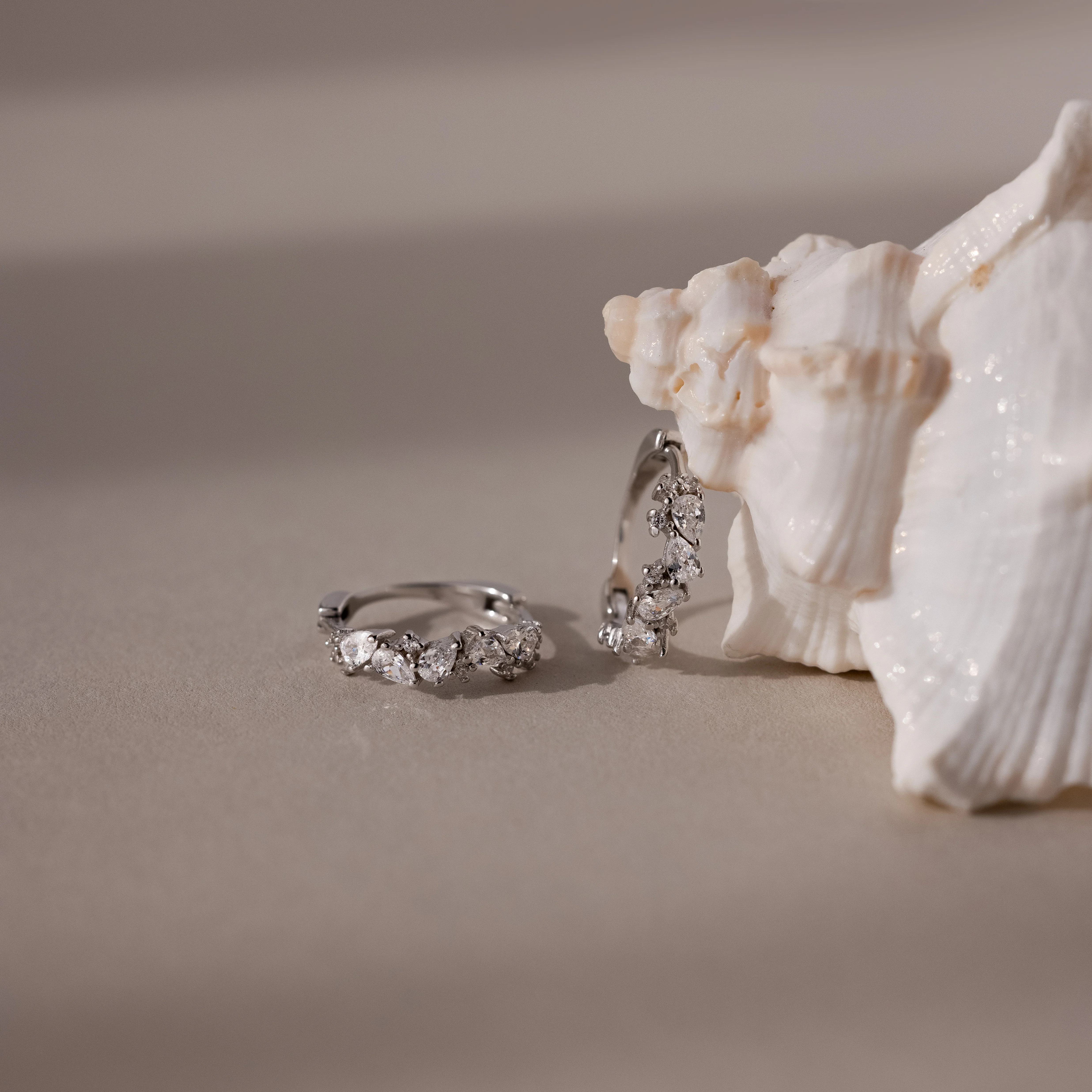 Sprinkle Diamond Huggies in Silver