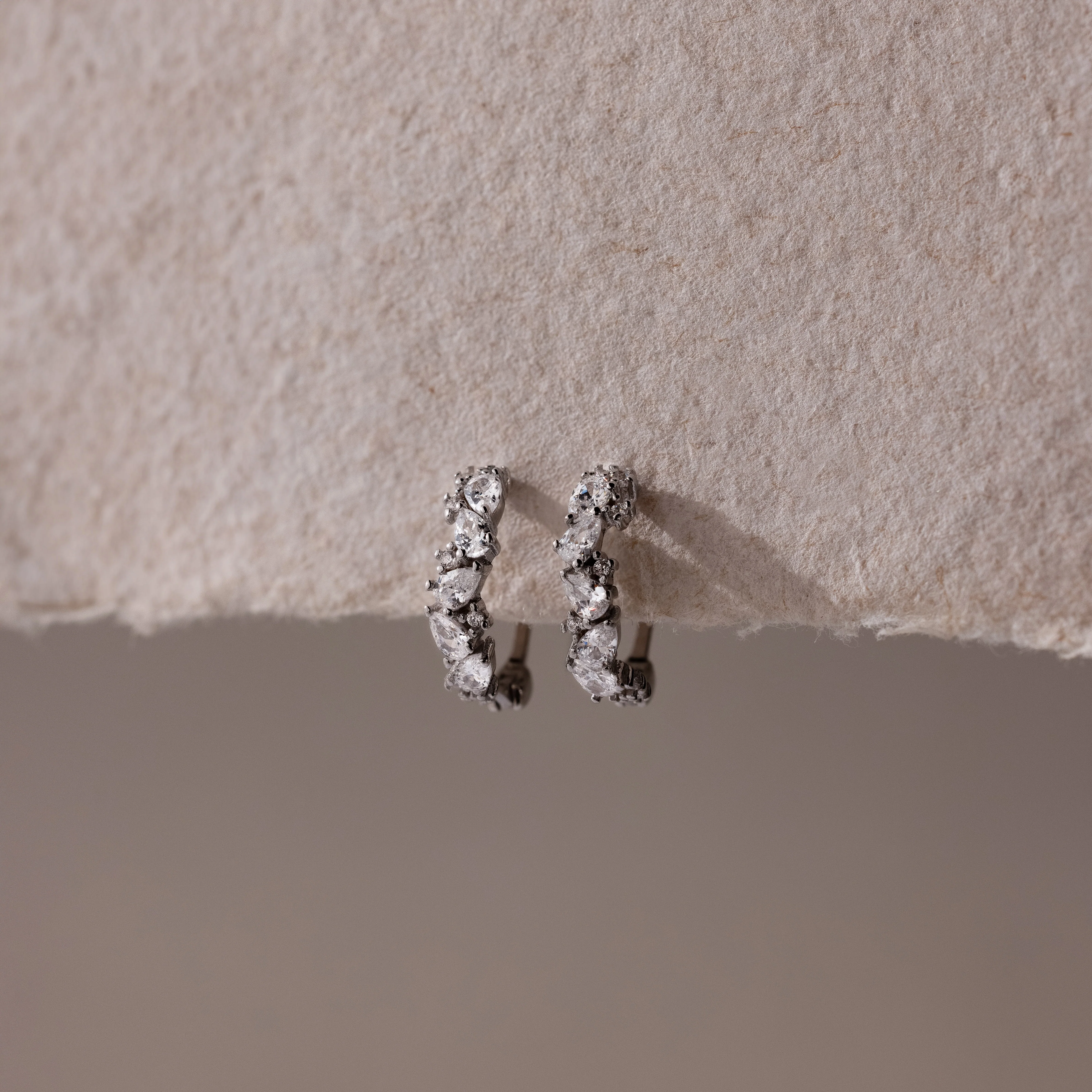 Sprinkle Diamond Huggies in Silver - Image 3
