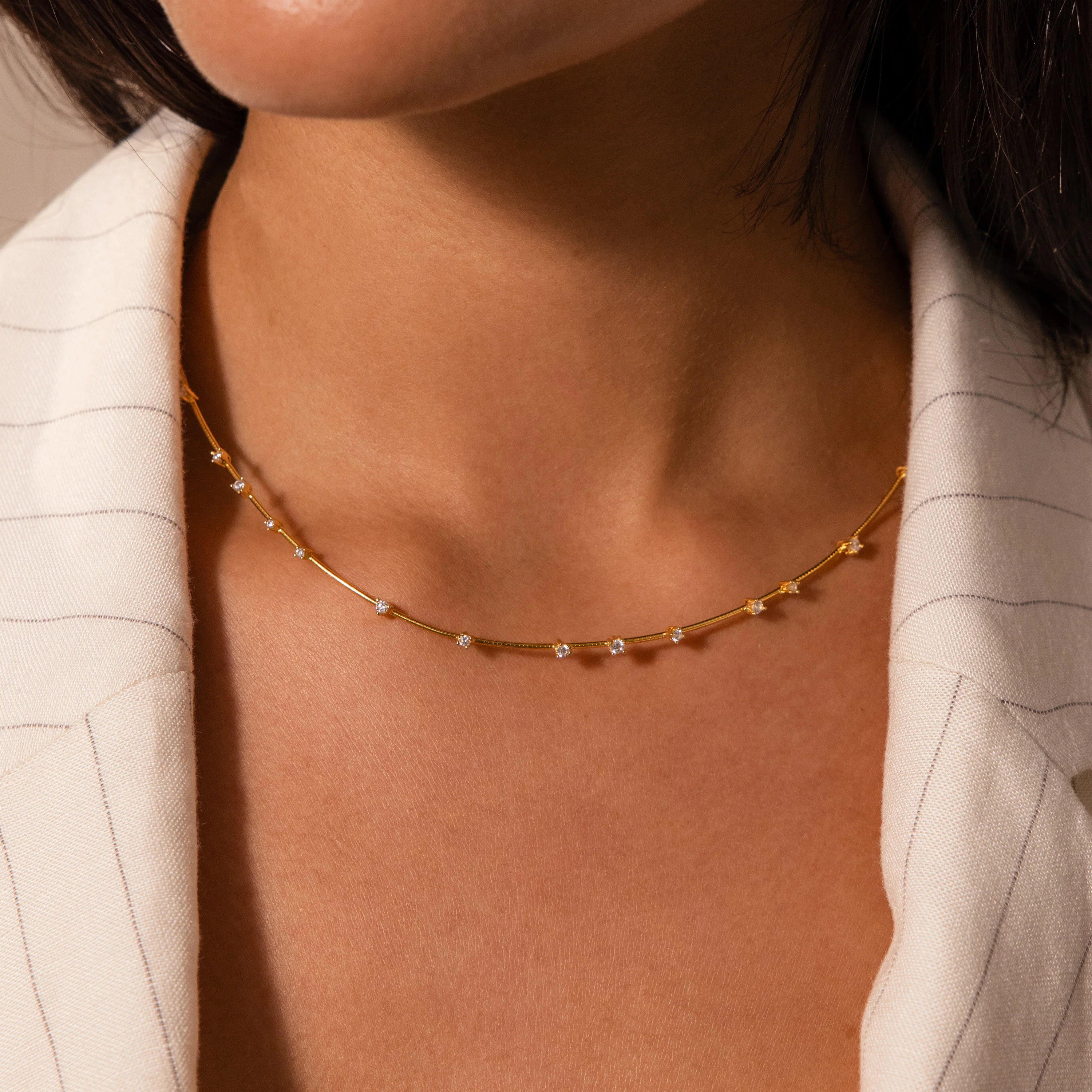 Sprinkle Diamond Necklace in 18K Gold - Image 4