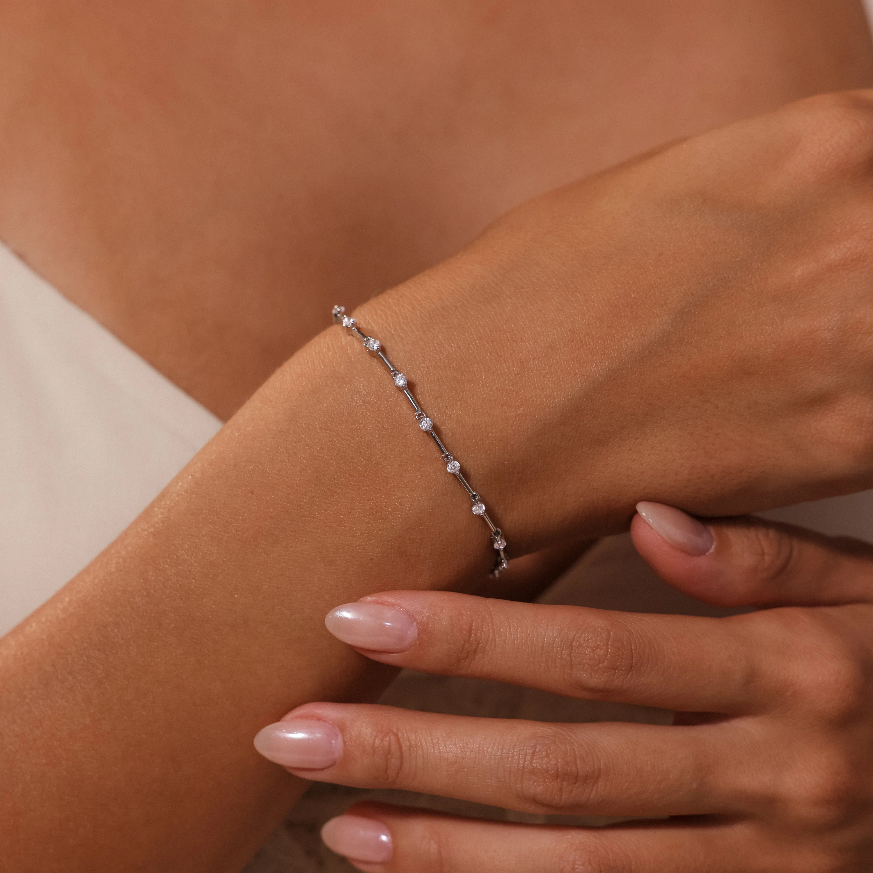 Sprinkle Diamond Tennis Bracelet in Silver - Image 2
