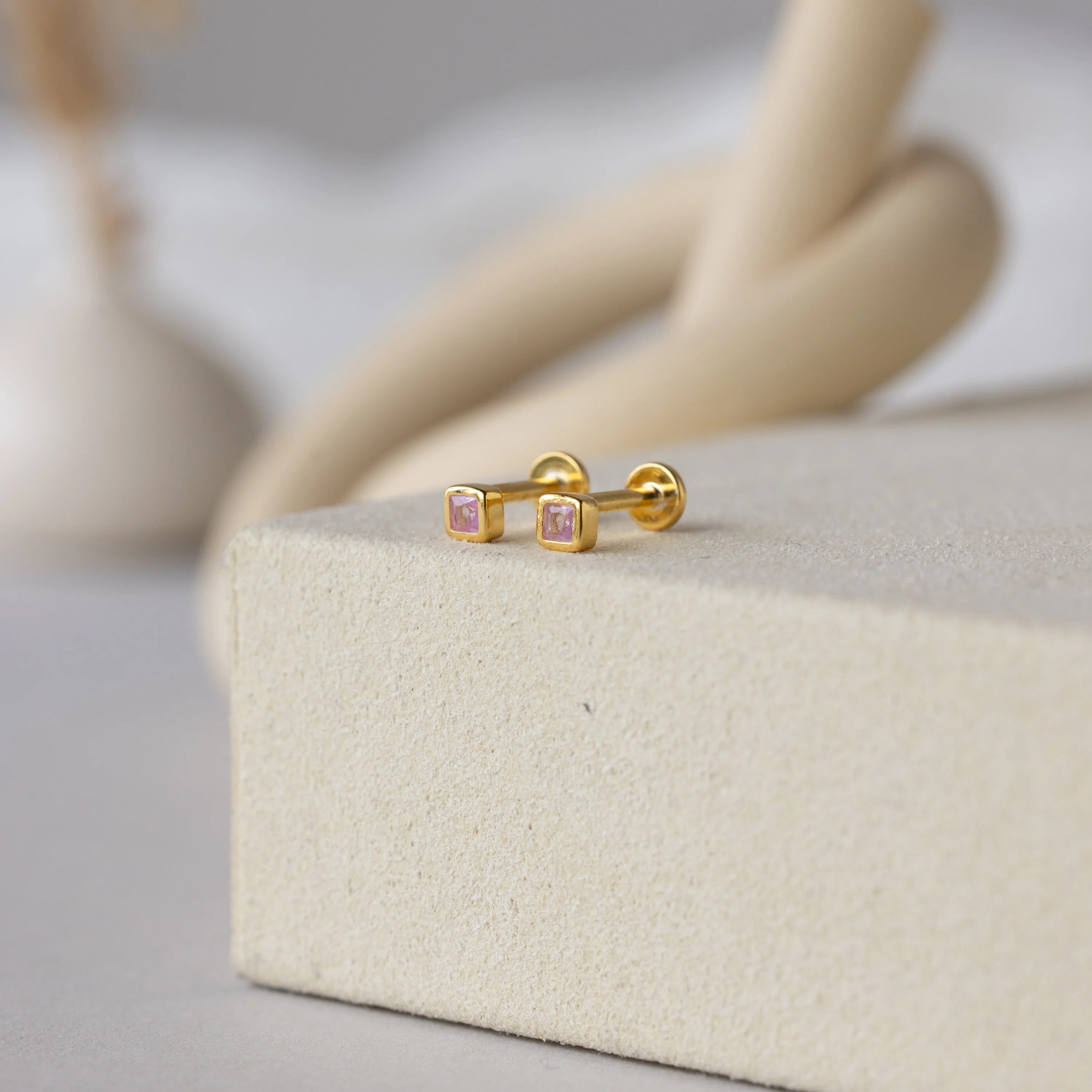 Square Bezel Birthstone Flatback Studs - Image 12