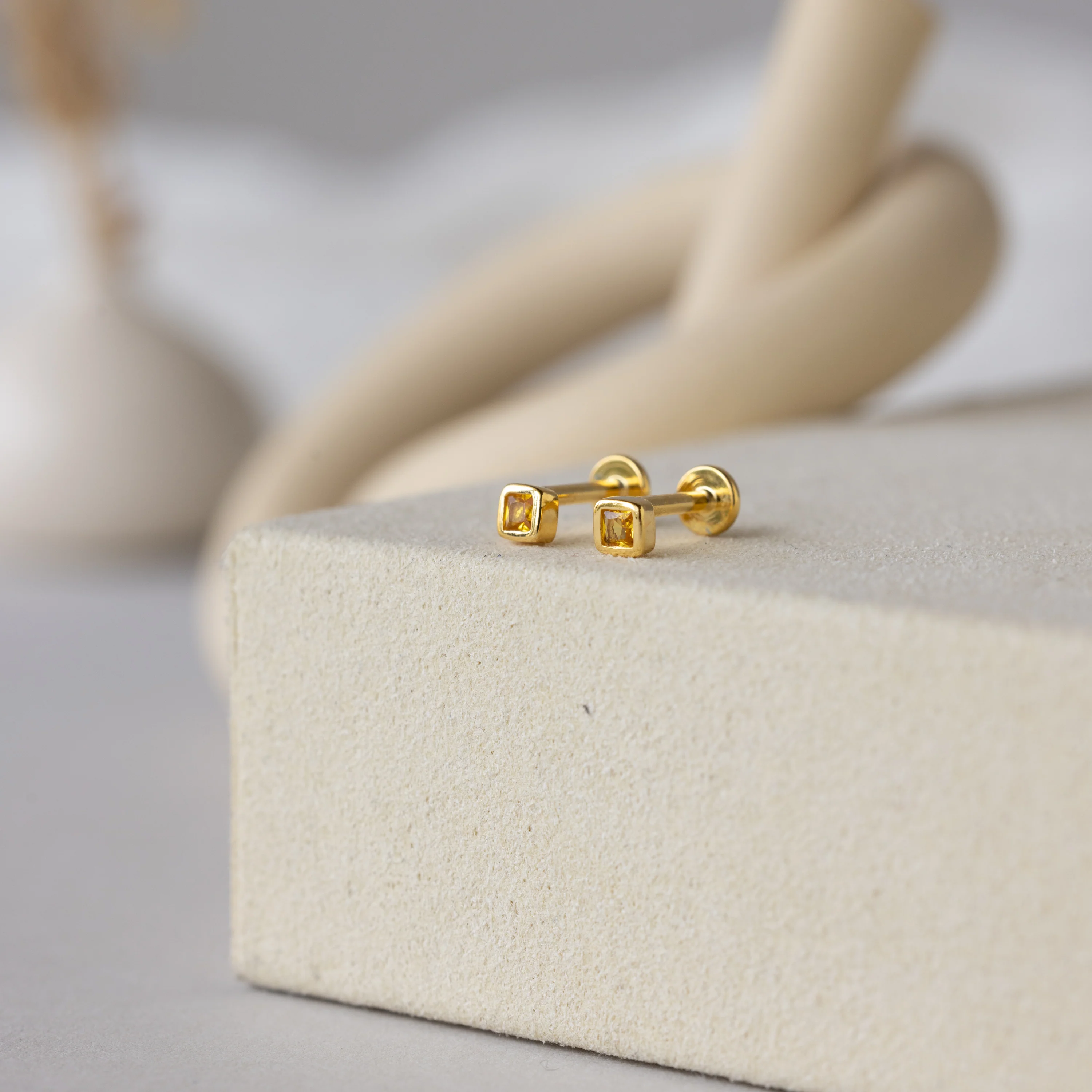 Square Bezel Birthstone Flatback Studs - Image 14