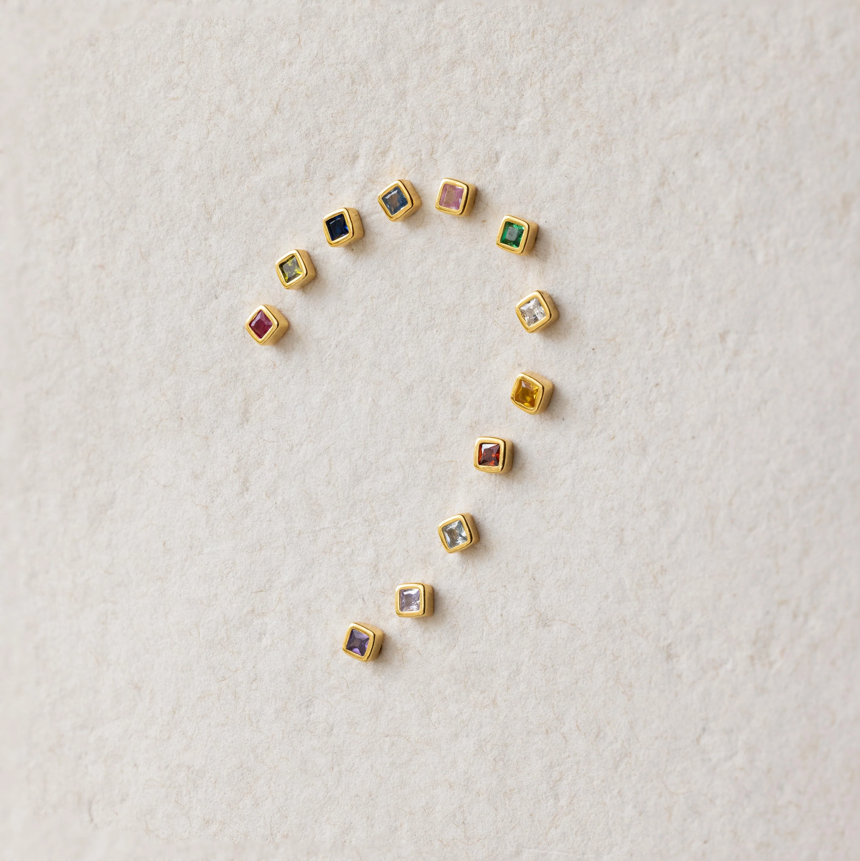 Square Bezel Emerald Flatback Studs - Image 7