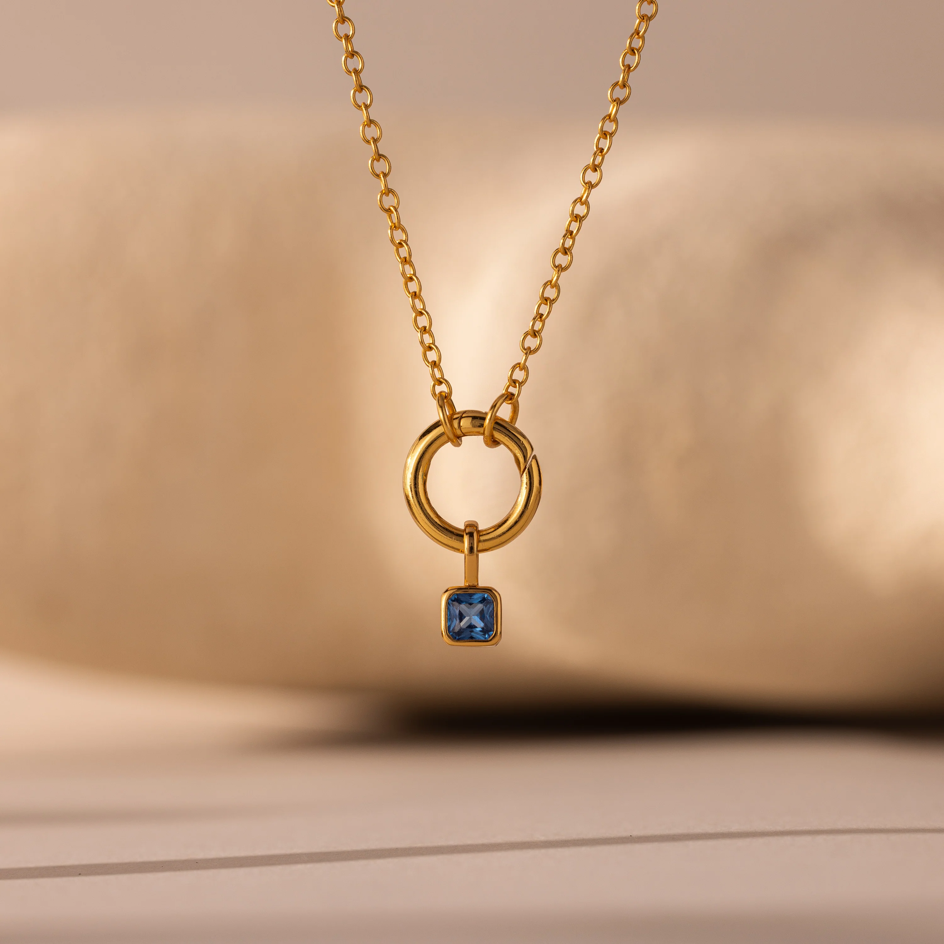Square Bezel Blue Zircon Charm - Image 3