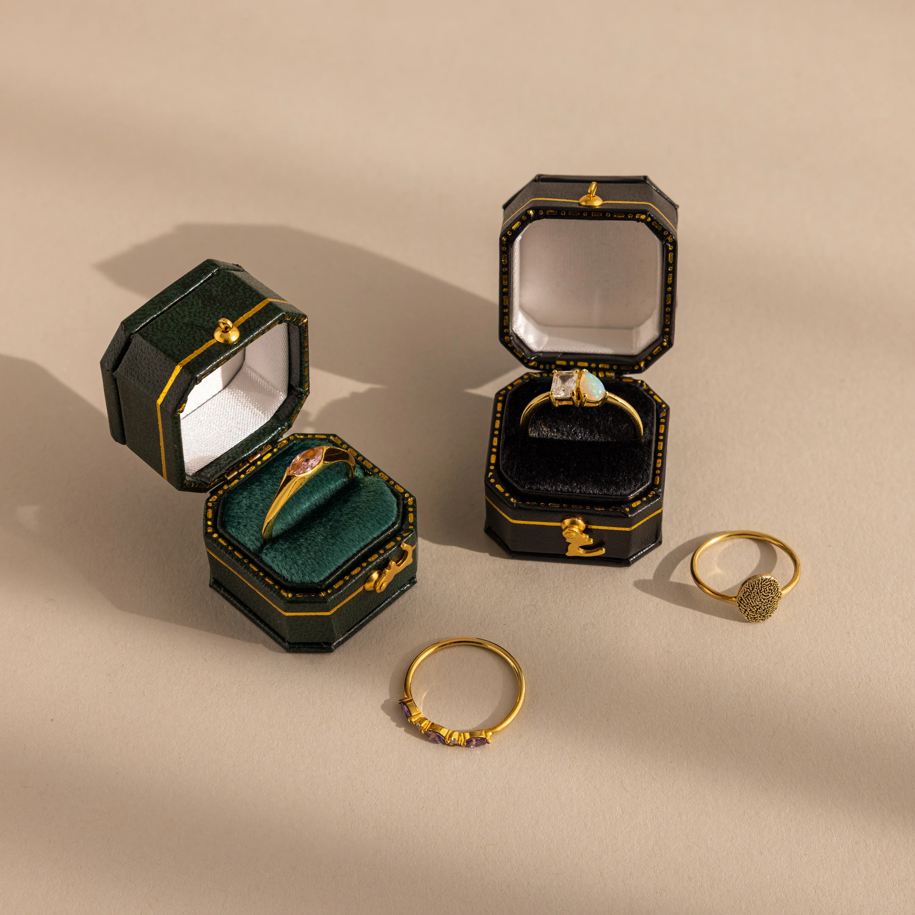 Square Leather Ring Box - Image 3