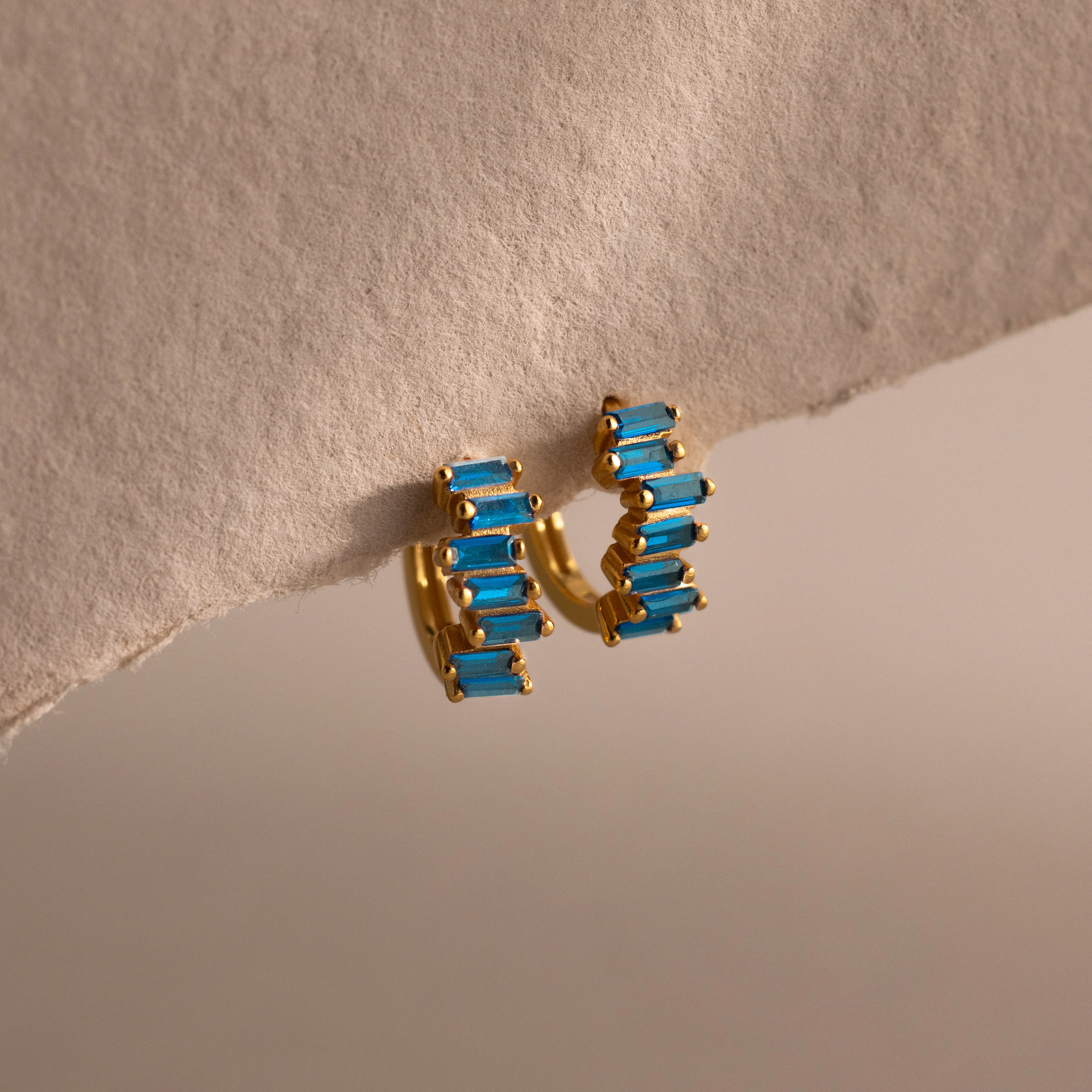 Staggered Baguette Birthstone Huggies - Image 4
