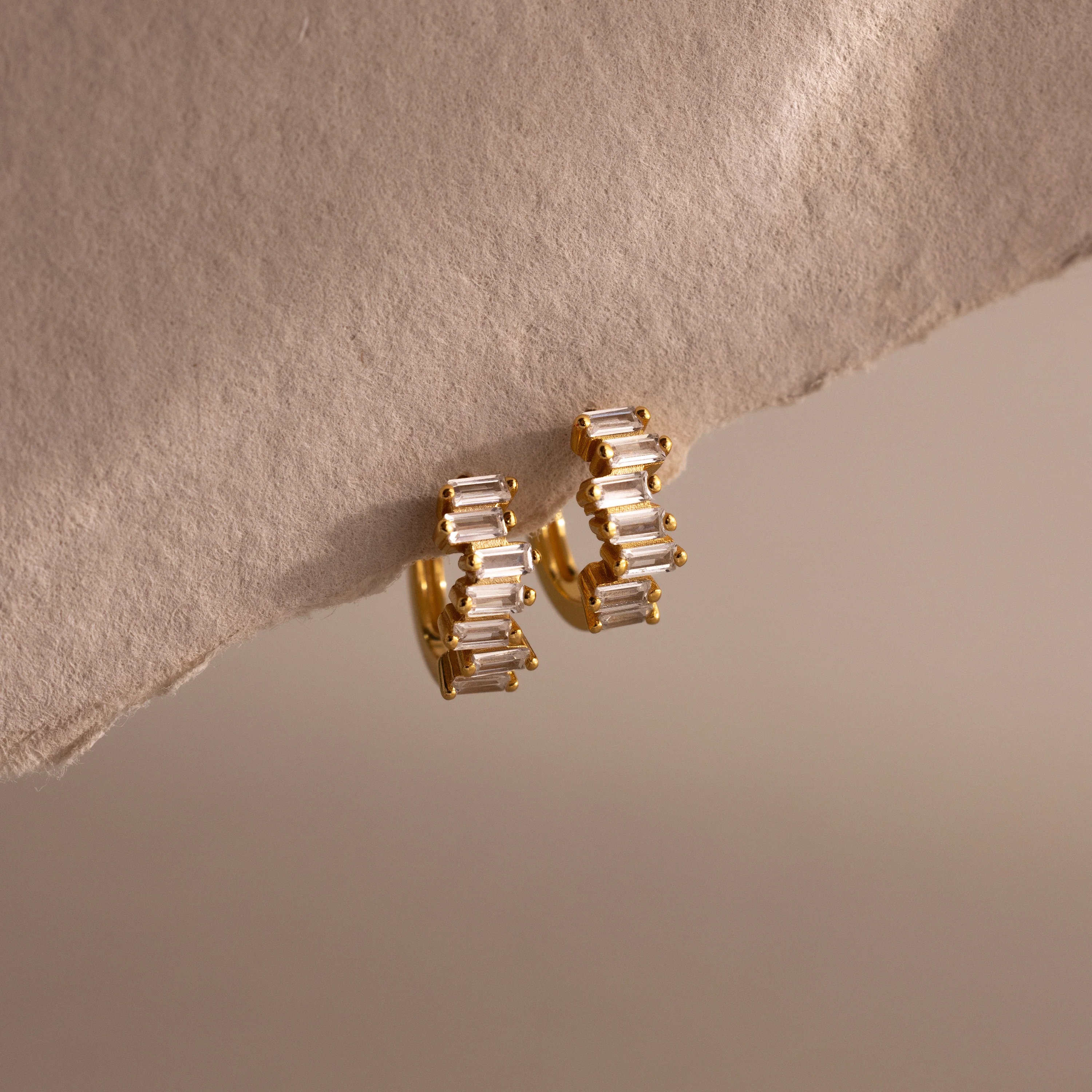 Staggered Baguette Birthstone Huggies - Image 6